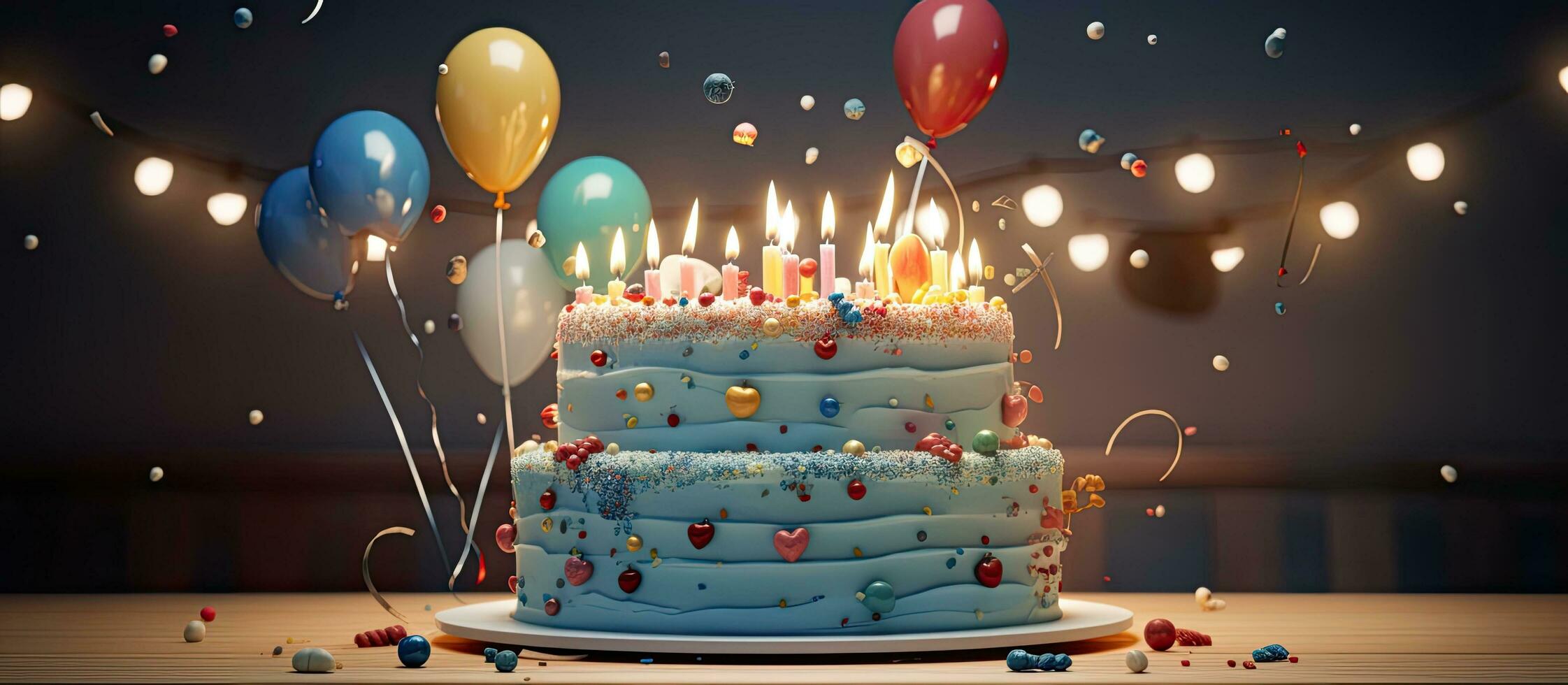 Cake with festive banner celebrating birthday photo