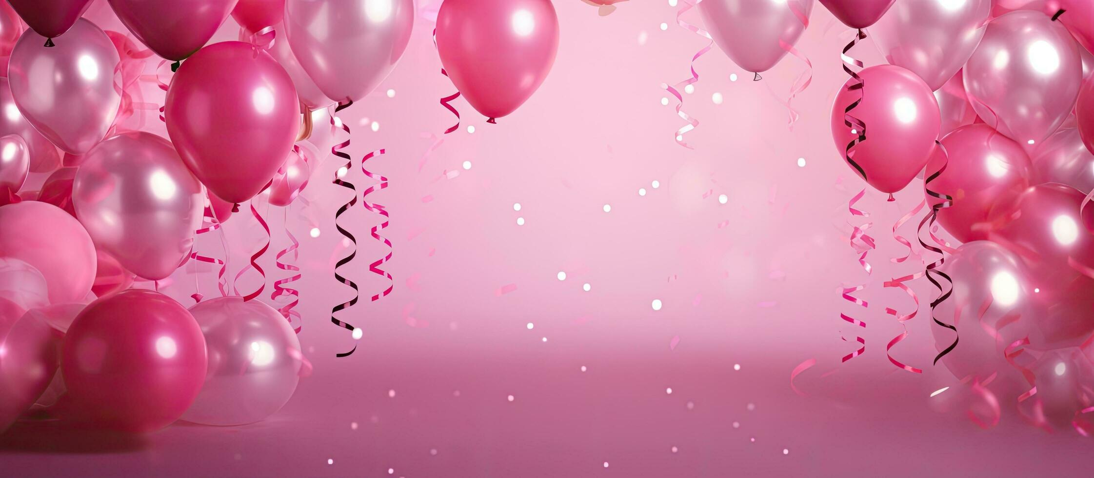 Birthday background with pink balloons confetti and streamers 27105392