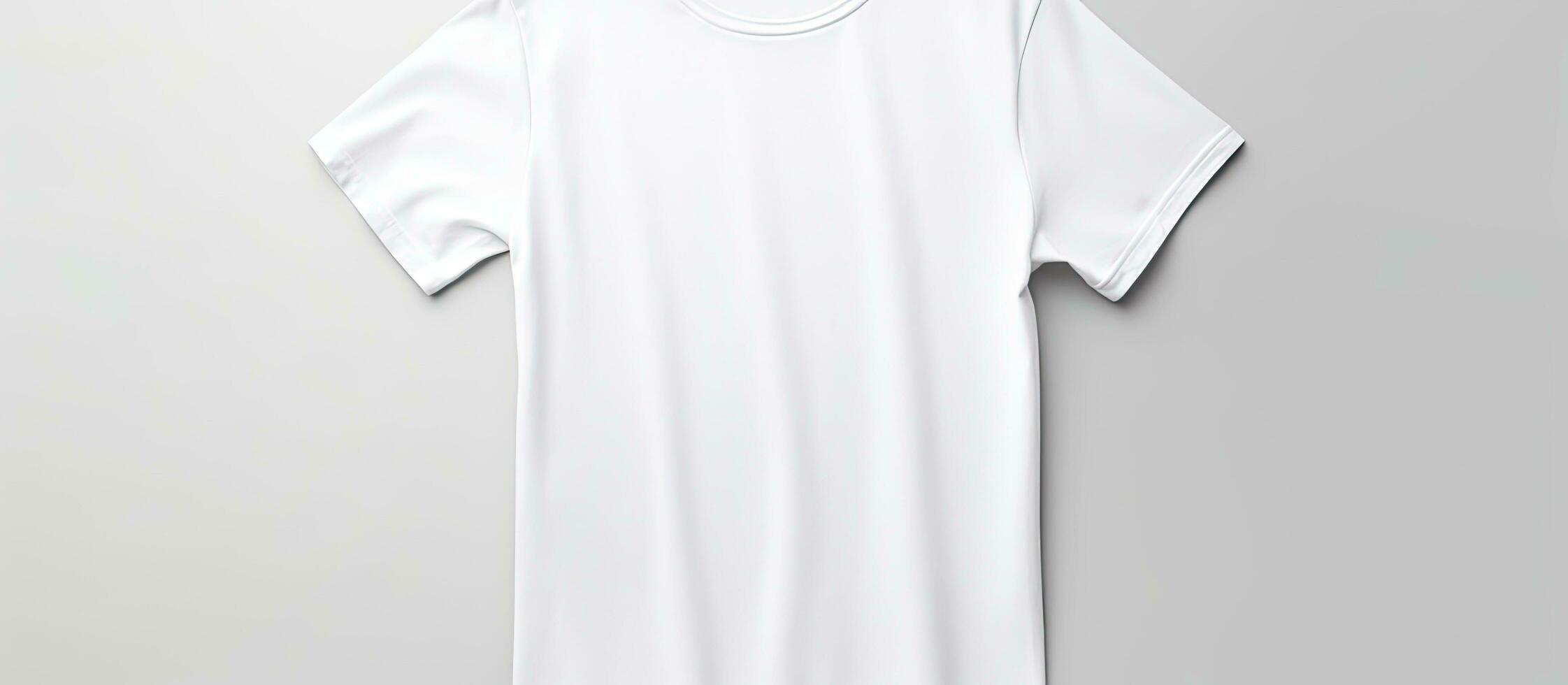 Front view of a blank white T shirt used as a design template and isolated on a white background photo