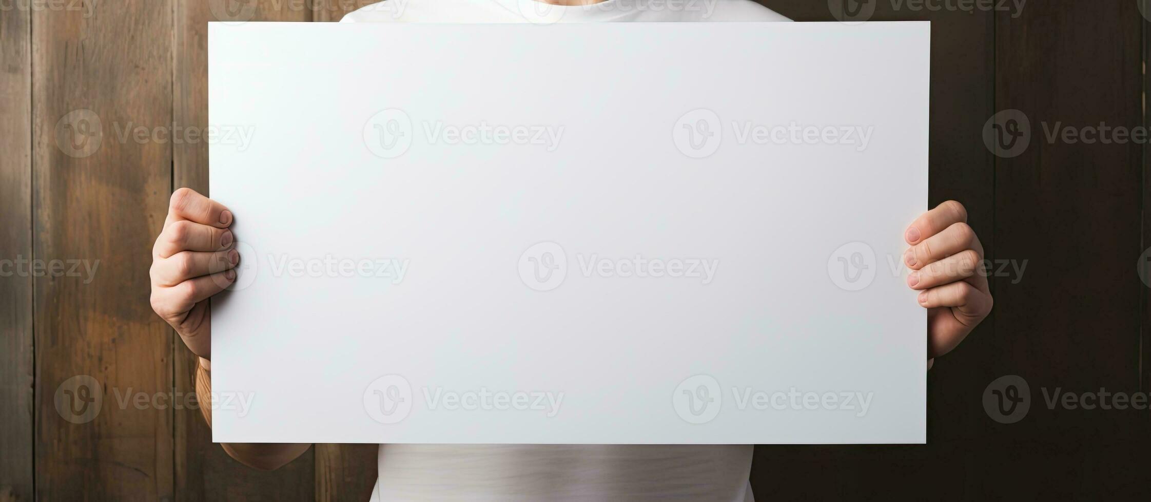 Individual with blank white sheet photo