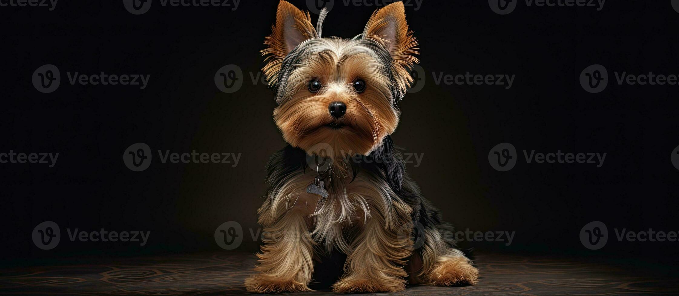 Gorgeous Yorkshire terrier seated photo