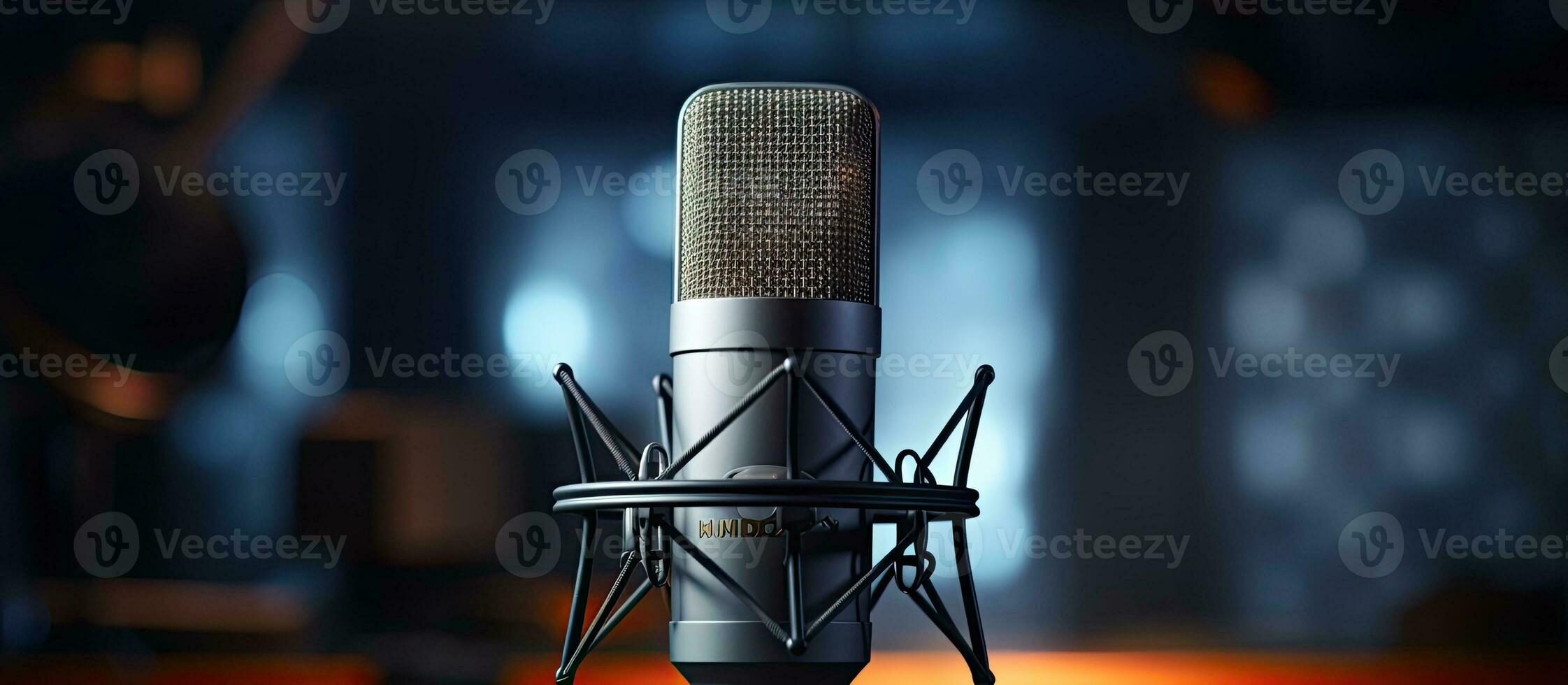 Condenser microphone on foam background photo