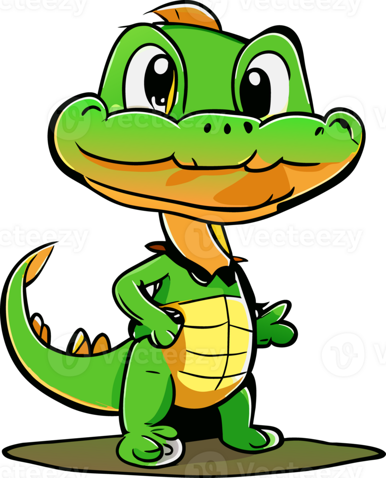 cute crocodile cartoon character style for kid png file transparent