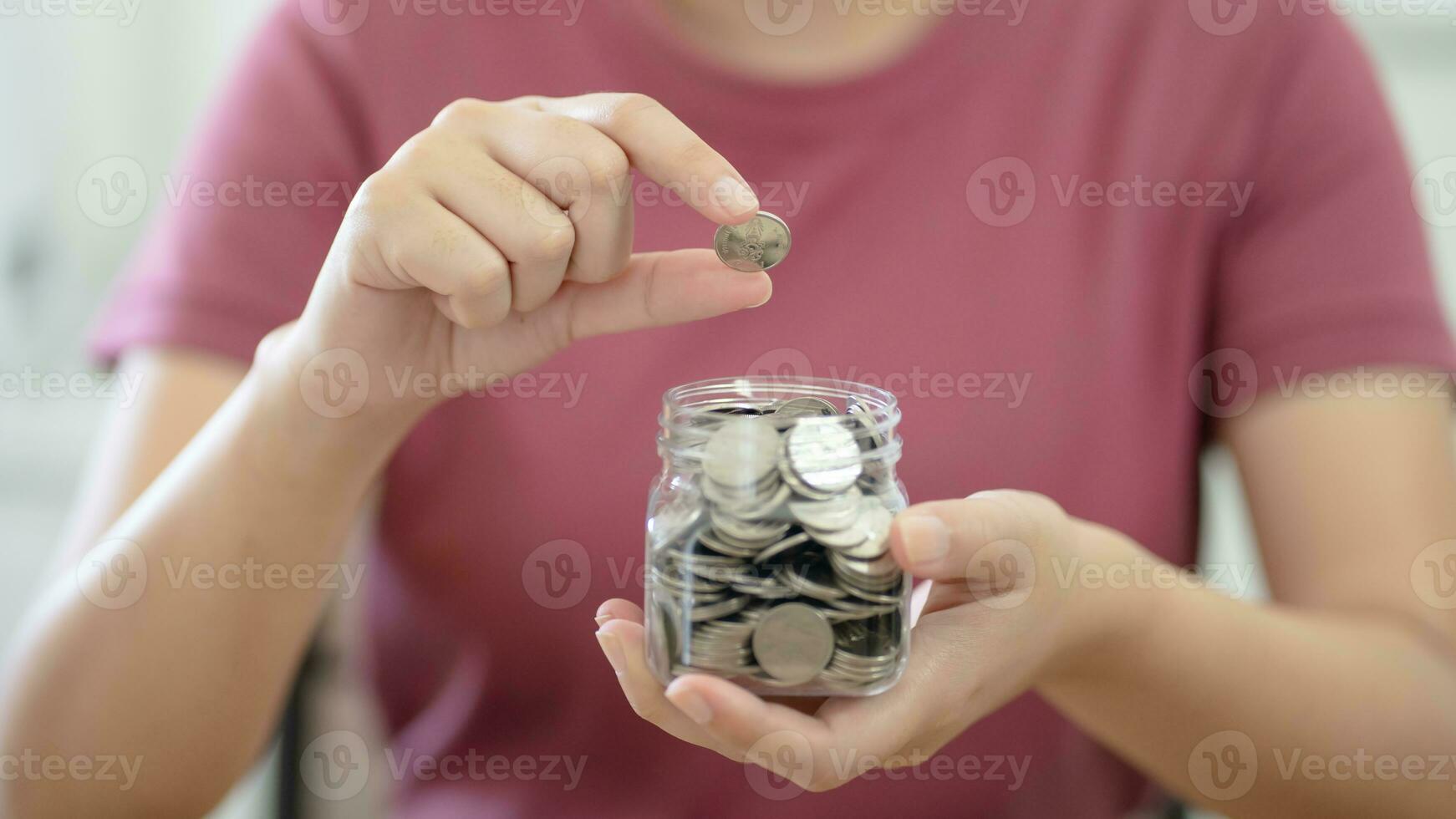 Saving money for Real estate investment with stack of money coins for buy home and loan for prepare in future financial insurance. Accountant verify growing business concept photo