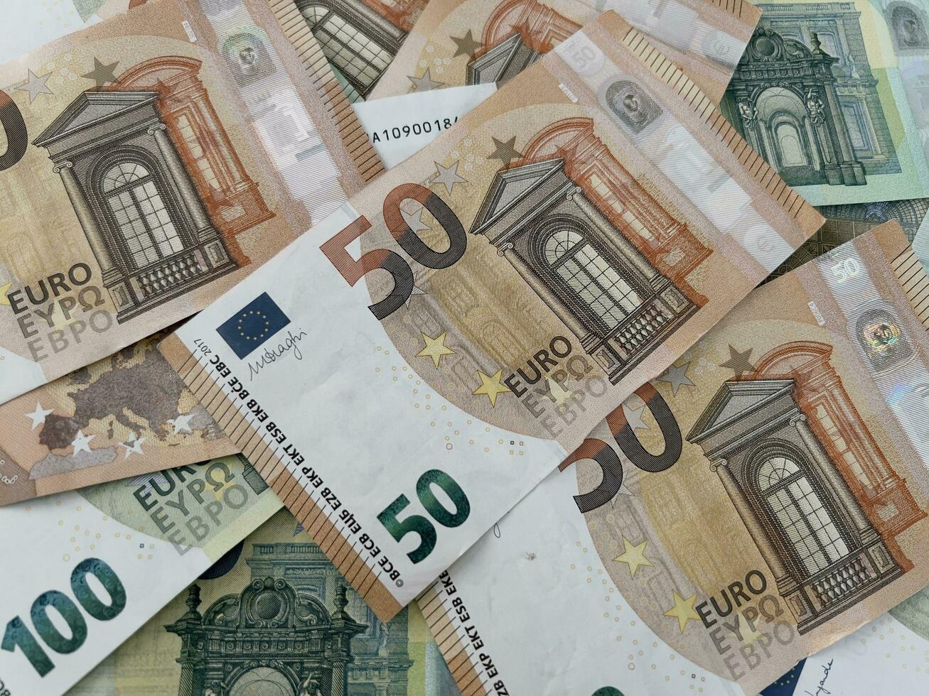 Euro banknote texture. Euro bills background. photo
