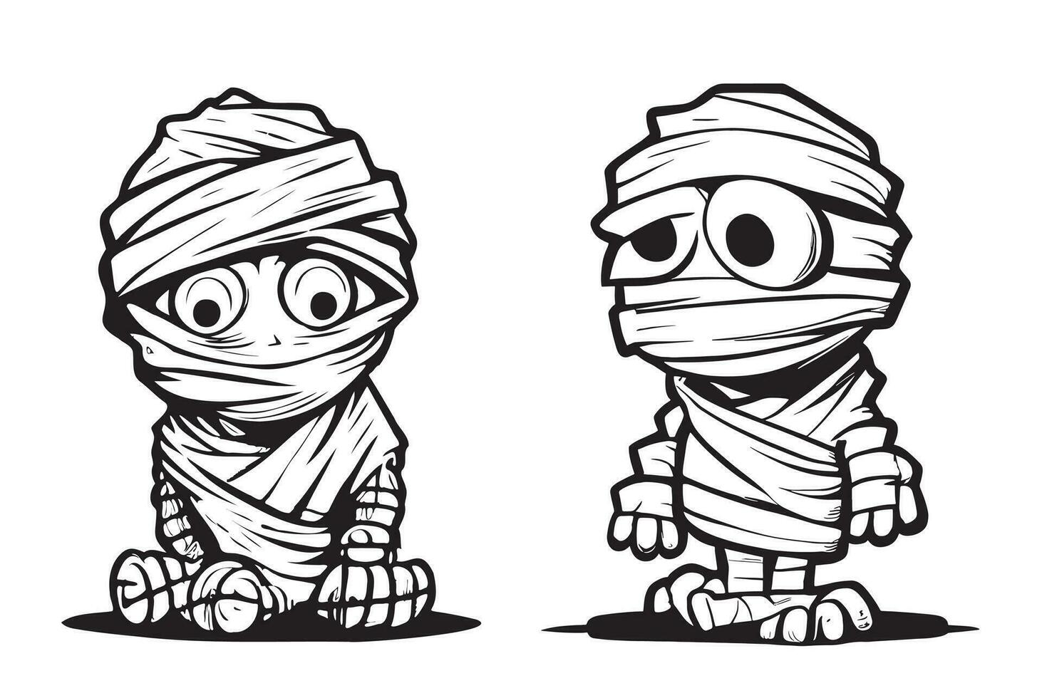 Mummy halloween cartoon hand drawn sketch Vector illustration