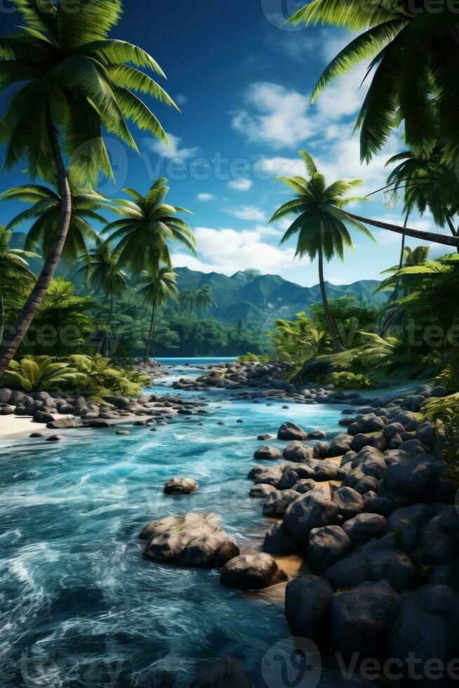 Natural Tropical Island Wallpaper photo