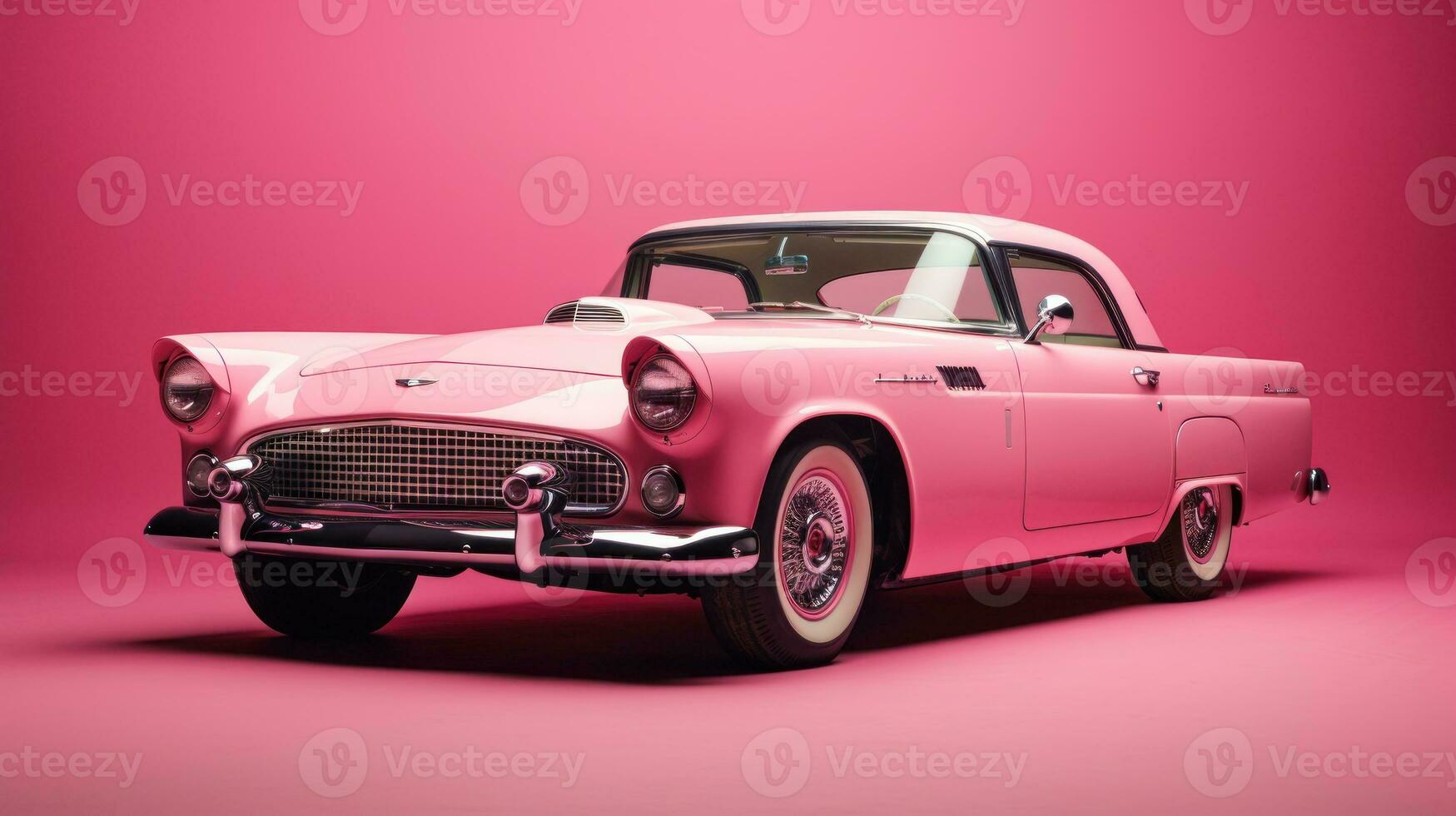 Retro classic pink car wallpaper photo