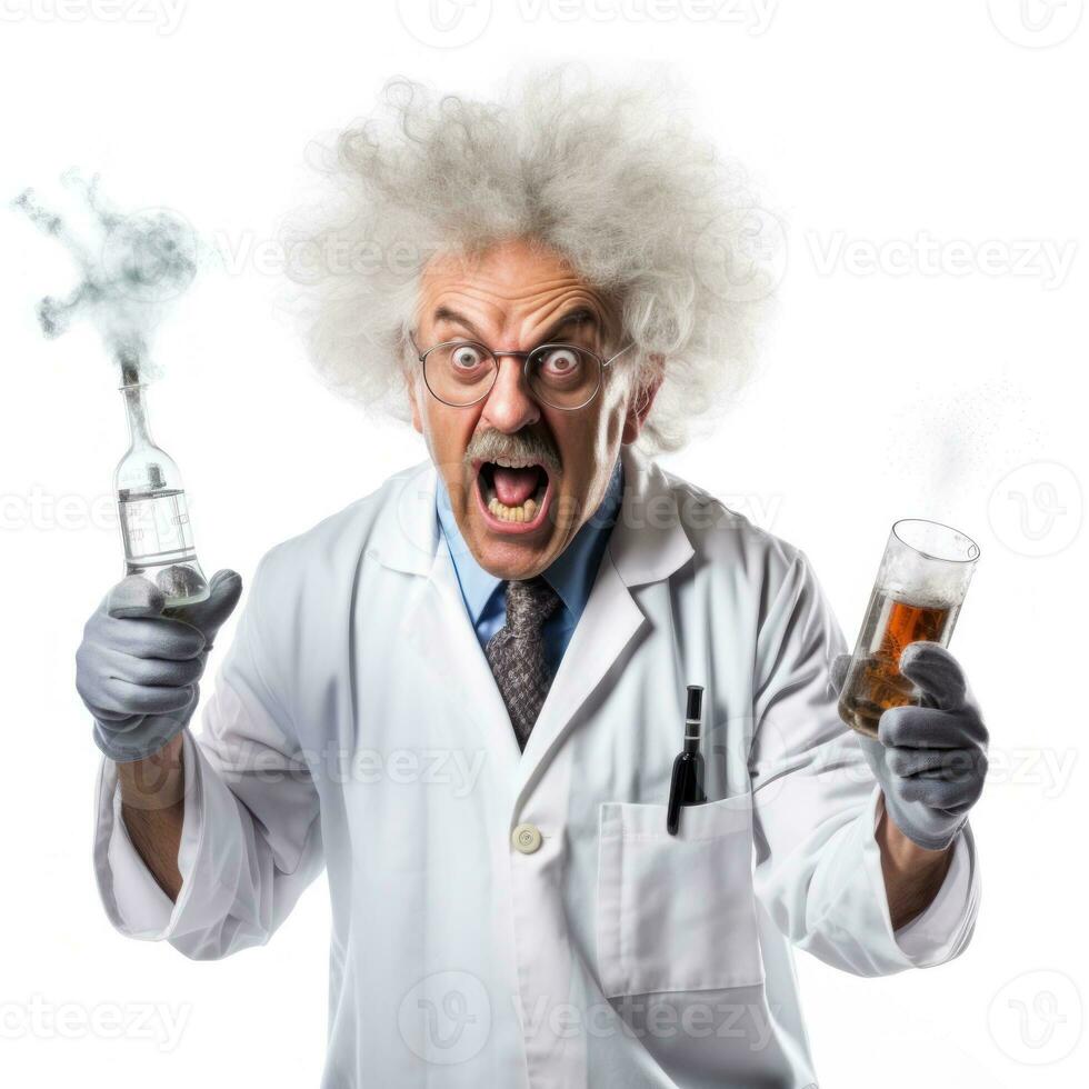 Mad scientist isolated photo