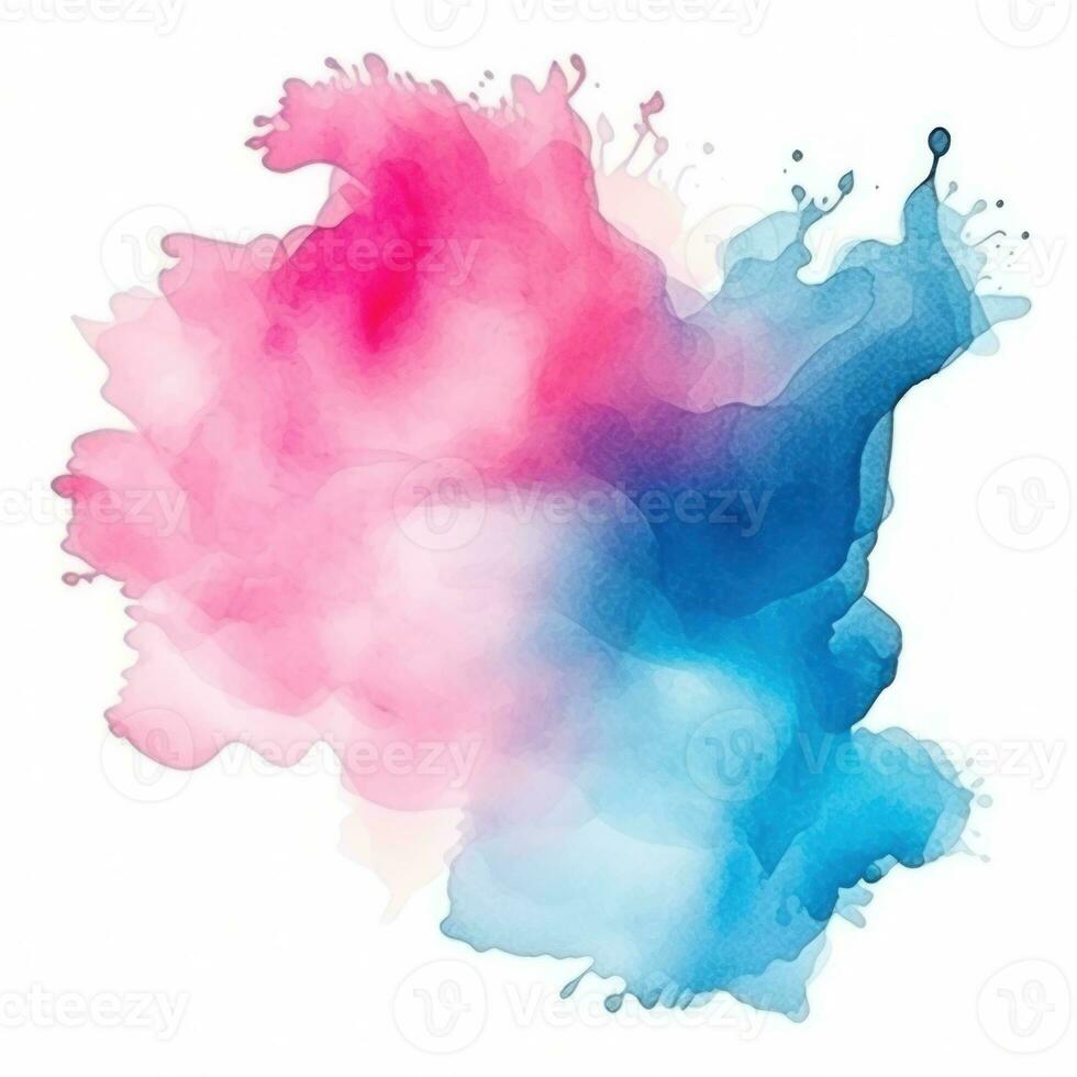 Blue pink watercolor stain isolated photo