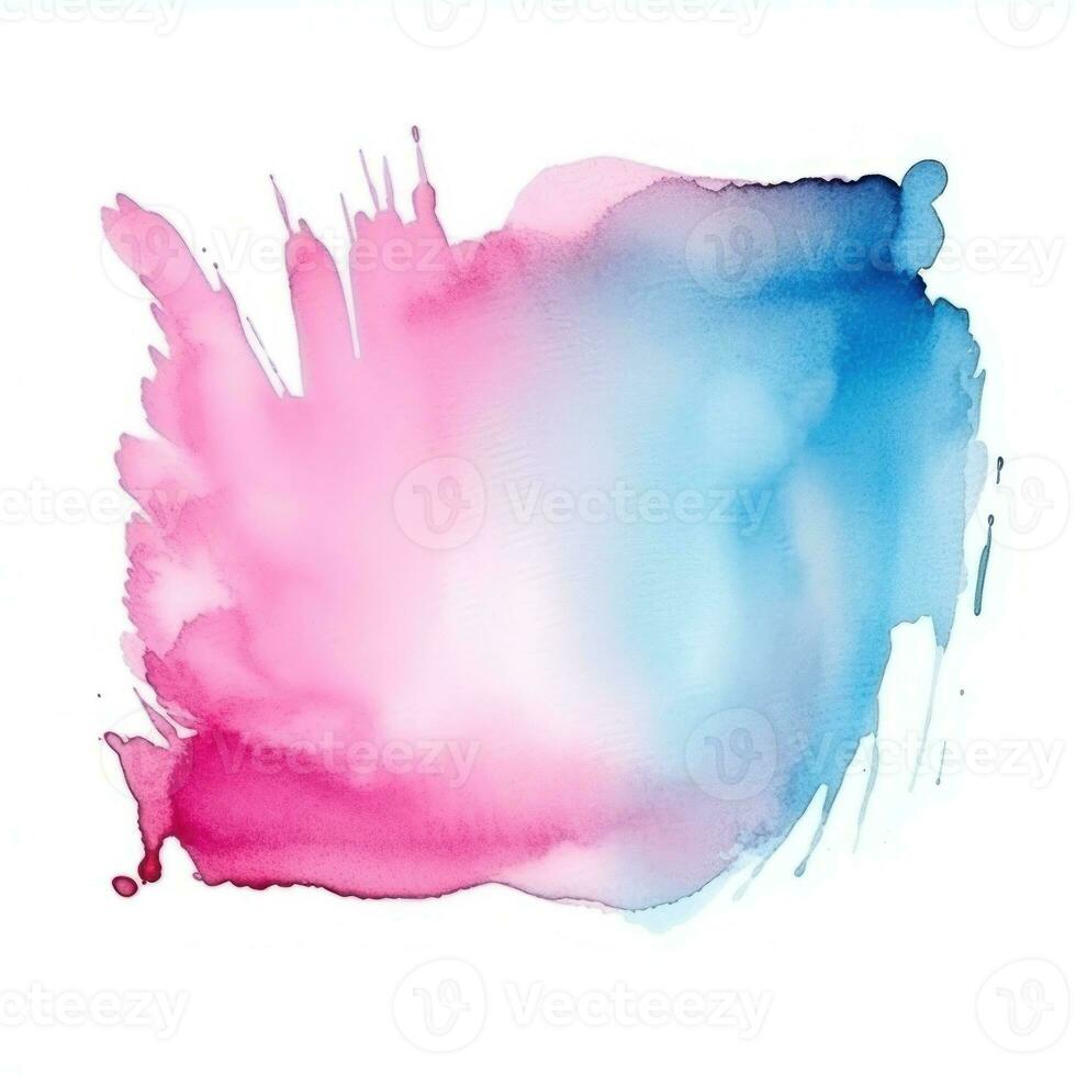 Blue pink watercolor stain isolated photo