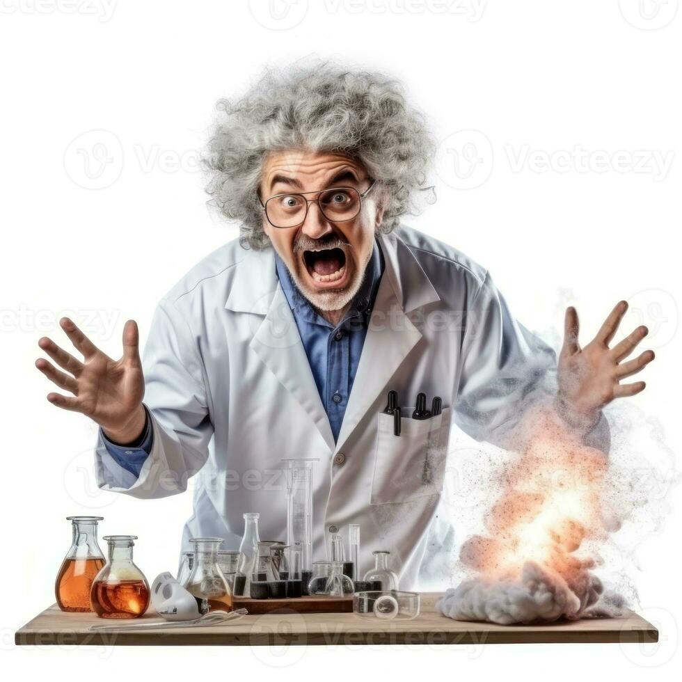 Mad scientist isolated photo