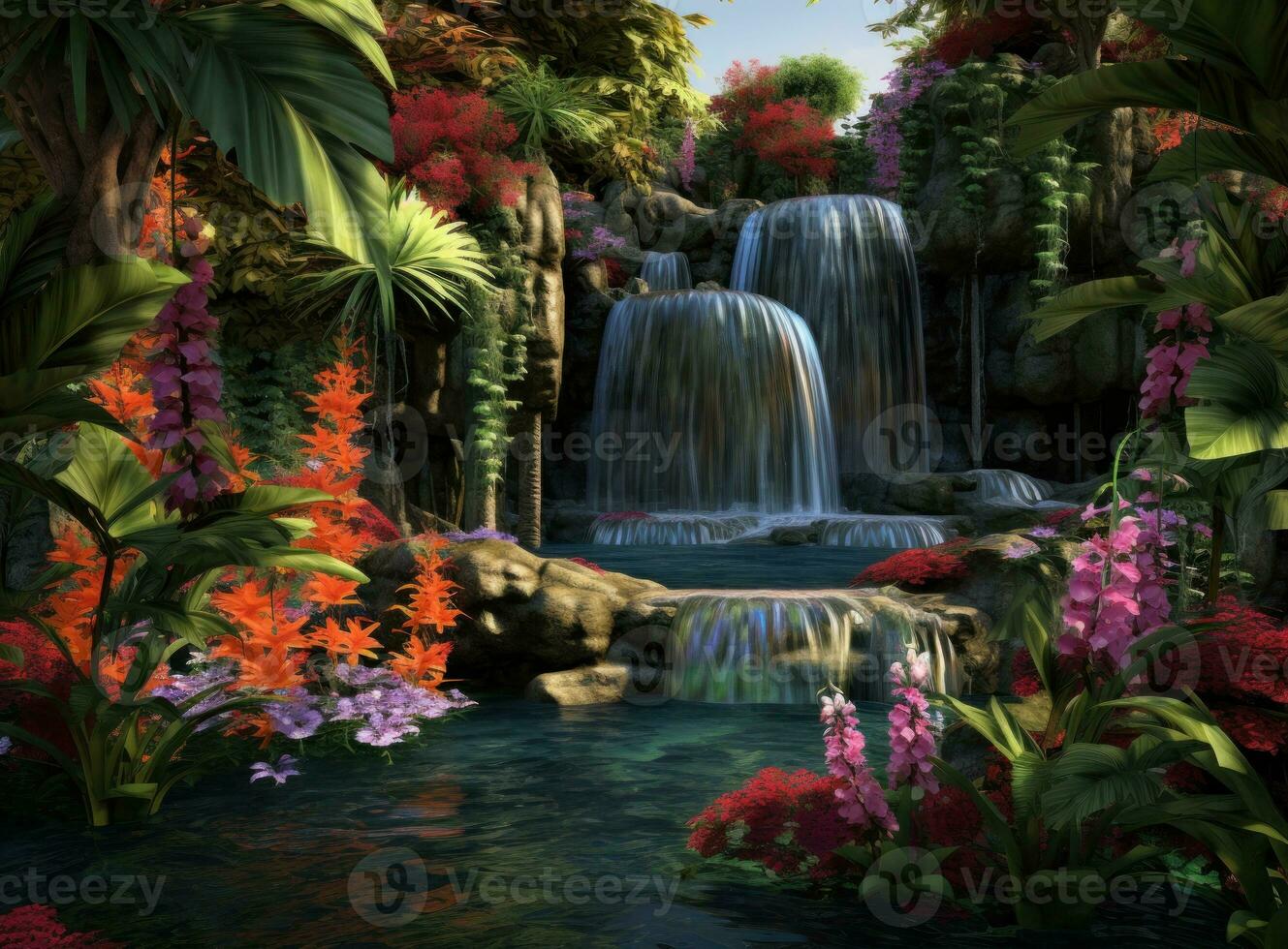 Natural waterfall background photo