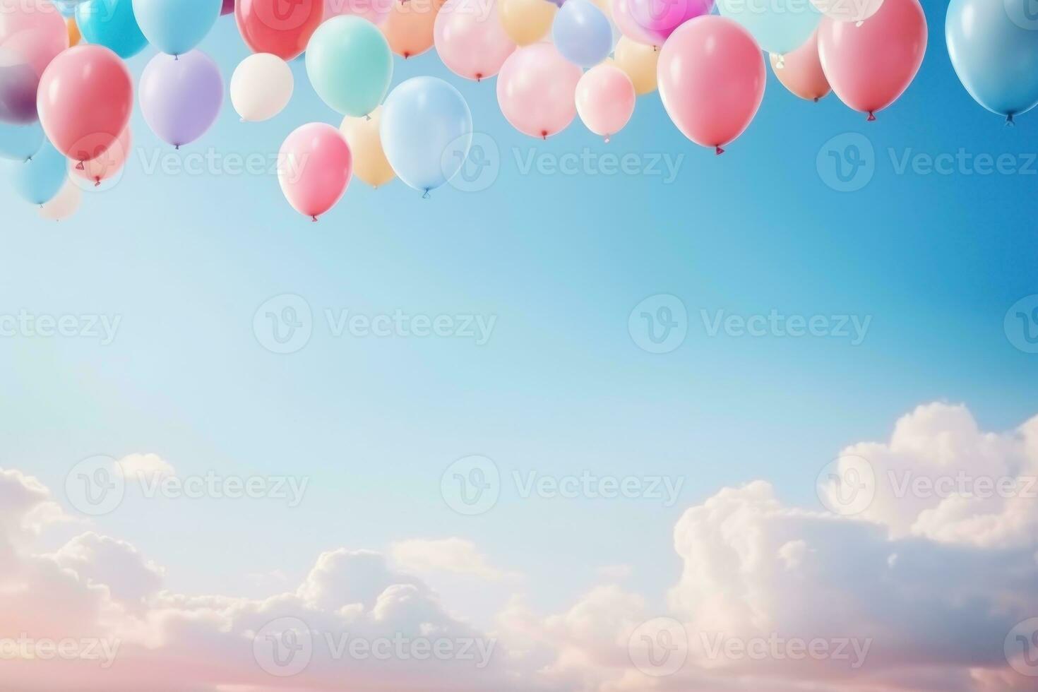 3D background with balloons and copy space photo