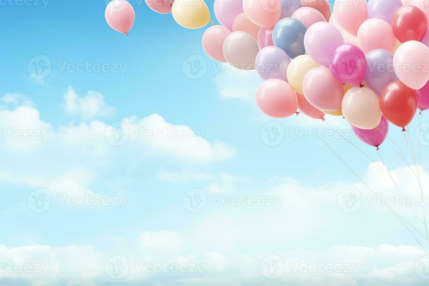 3D background with balloons and copy space photo