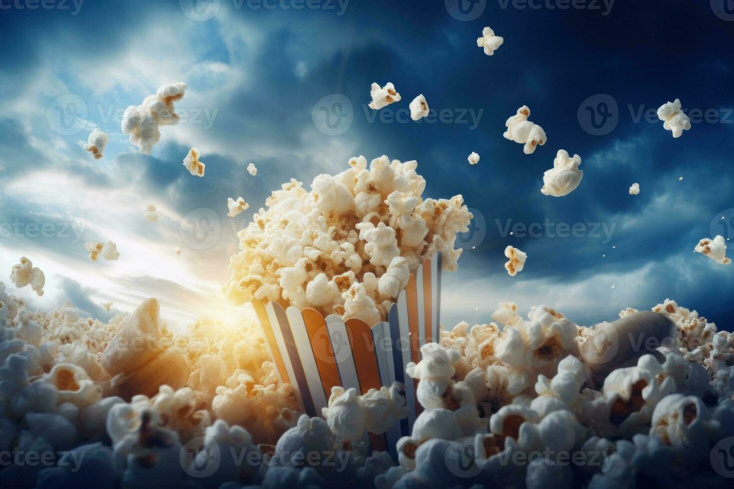 Vivid movie background with pop corn photo