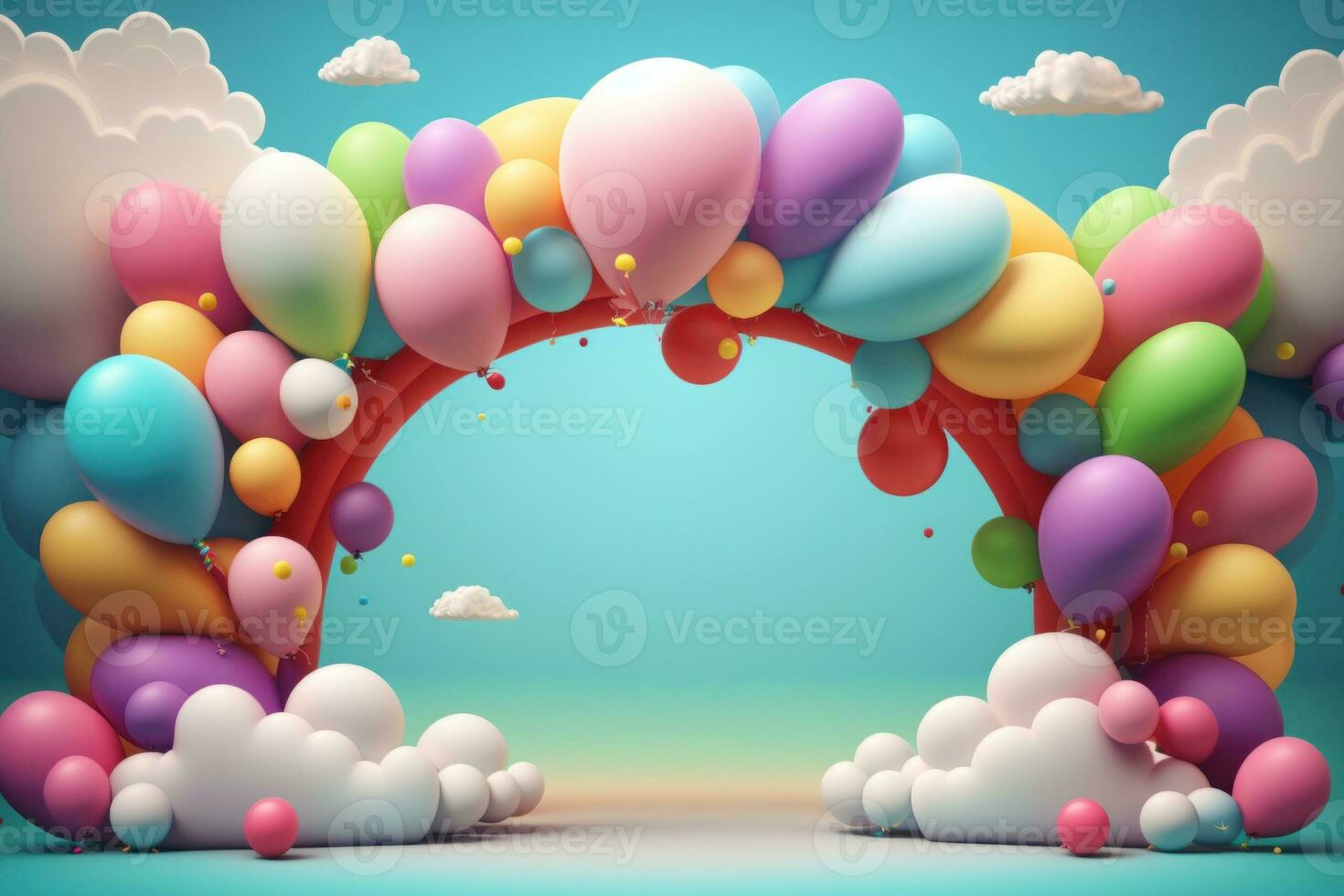 3D background with balloons and copy space photo