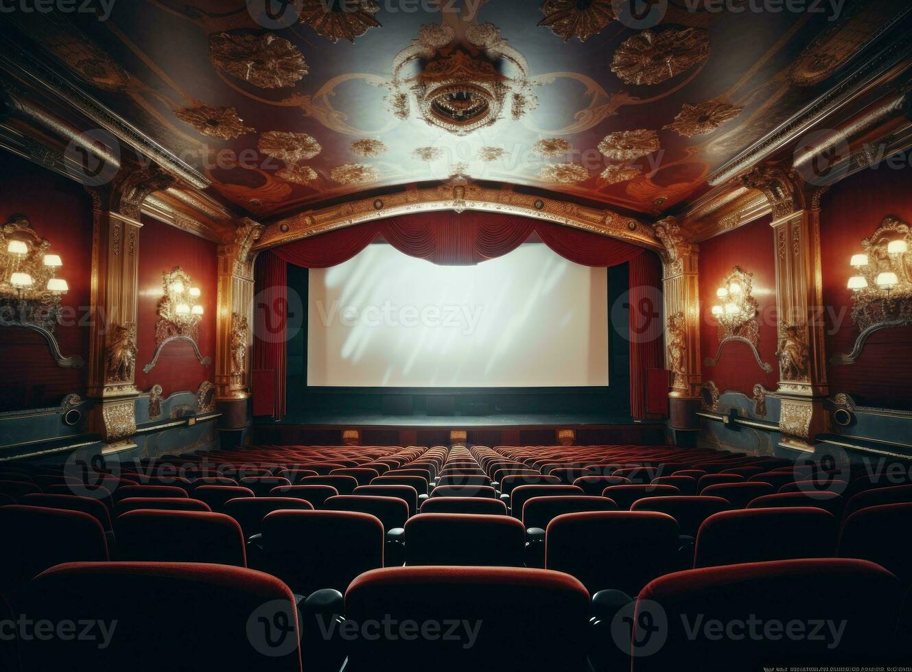 grande cine con vacío pantalla Bosquejo foto