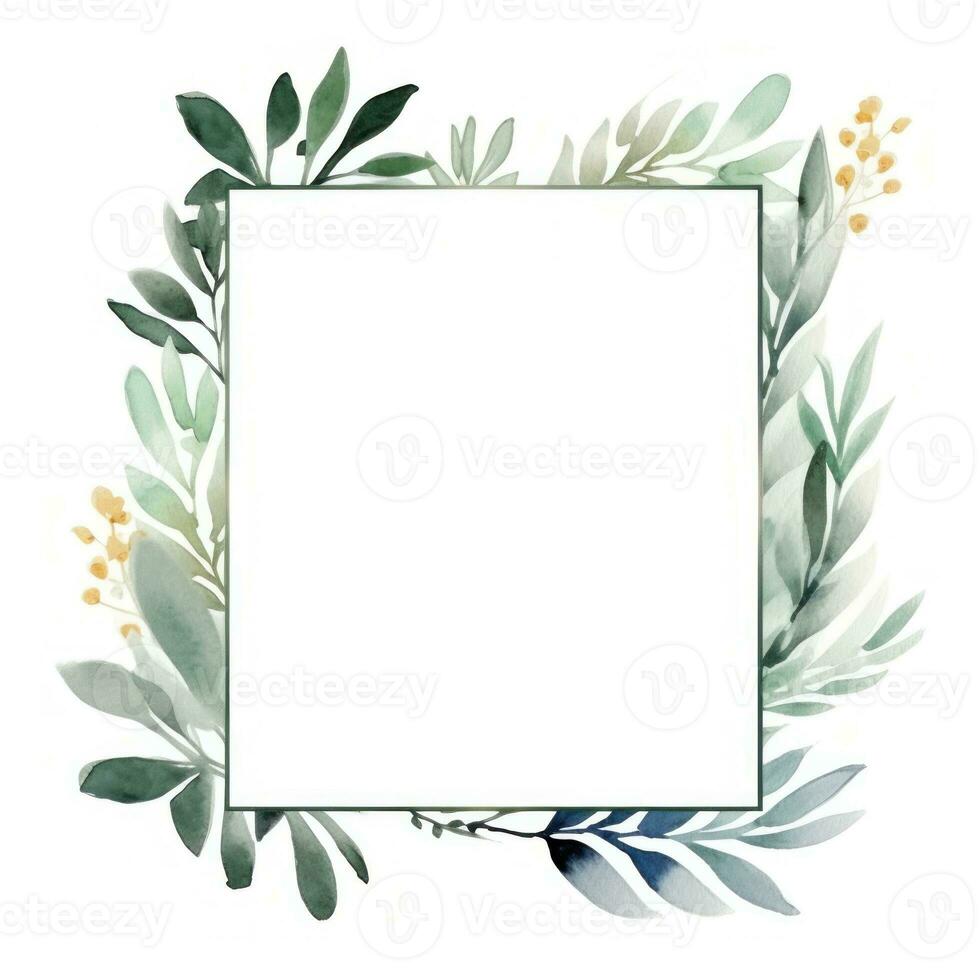 Watercolor natural frame for wedding invitation photo