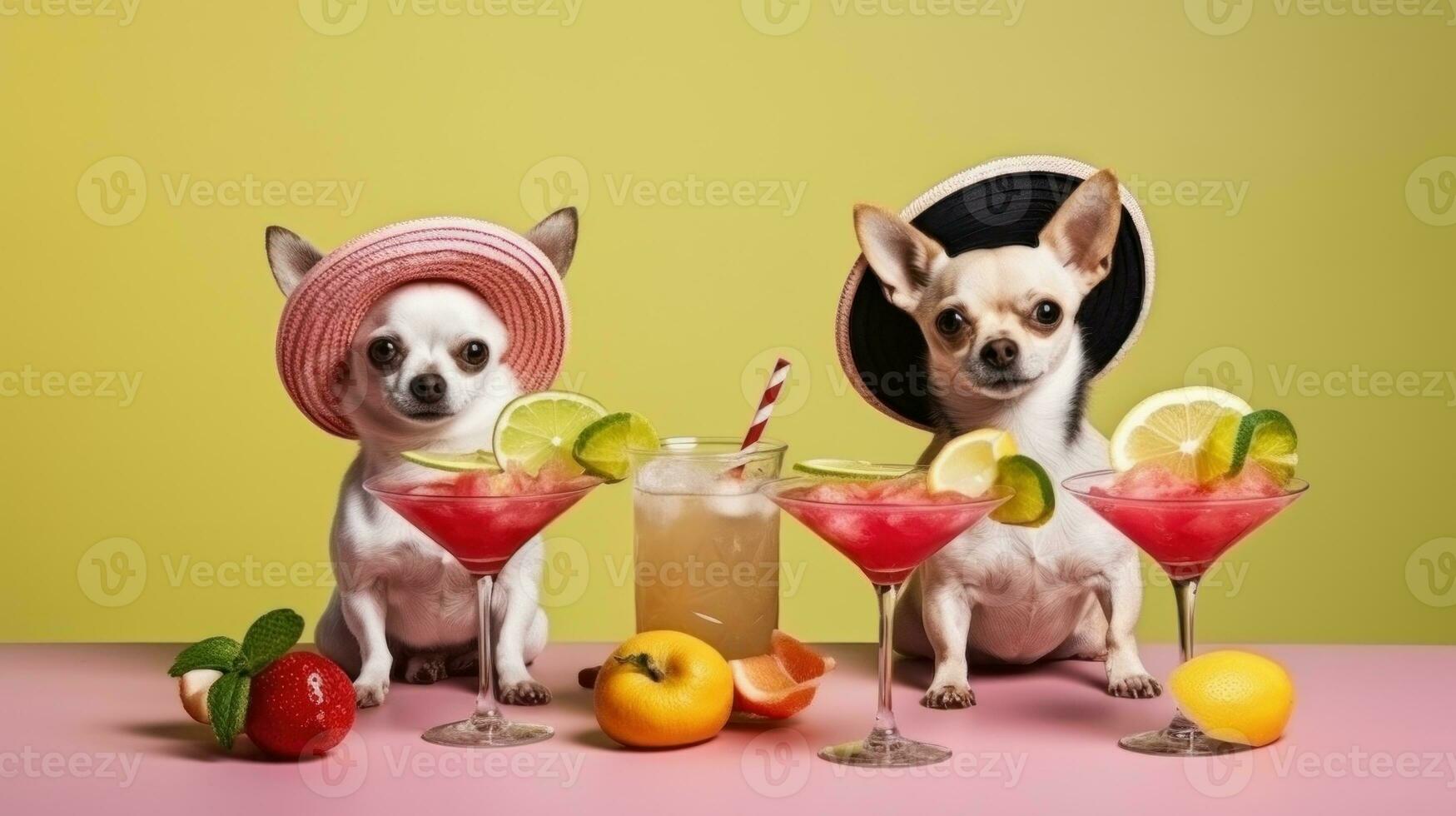 linda perros en verano sombreros foto