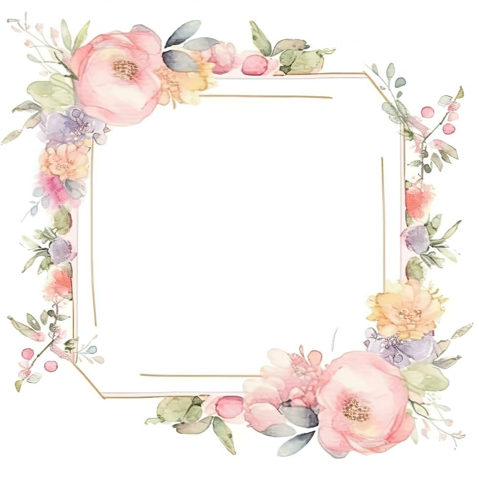 Romantic flotal watercolor frame photo