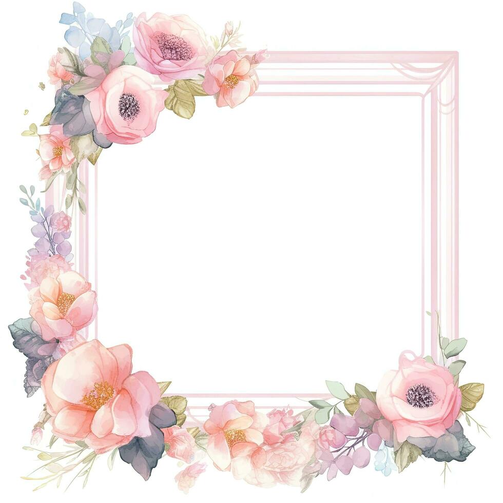 Romantic flotal watercolor frame photo