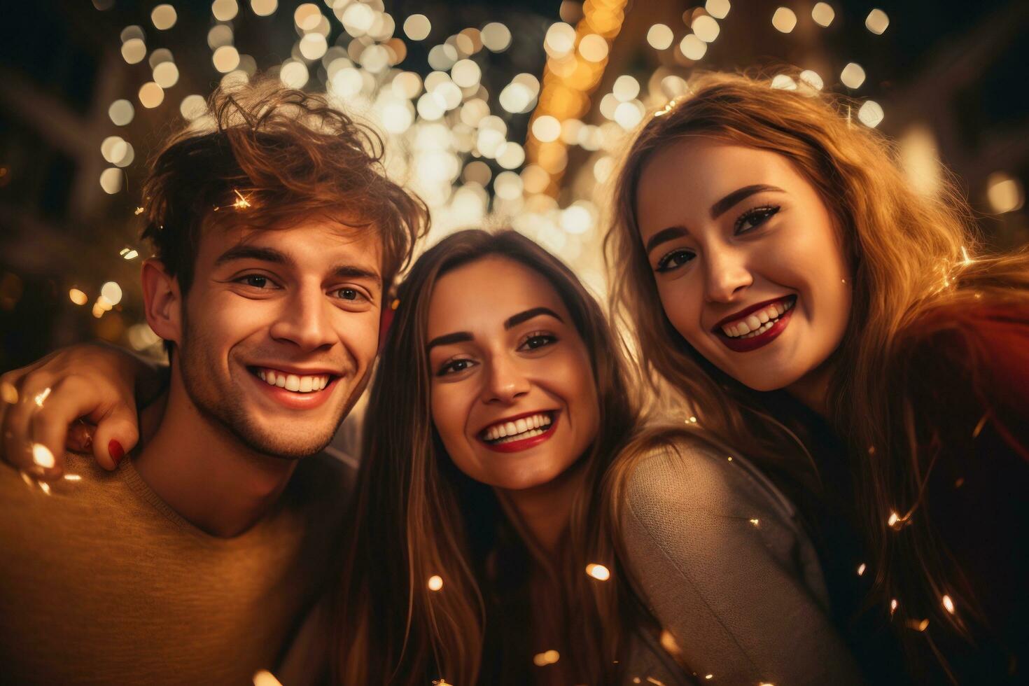 Group of friends celebrating New Year Eve photo