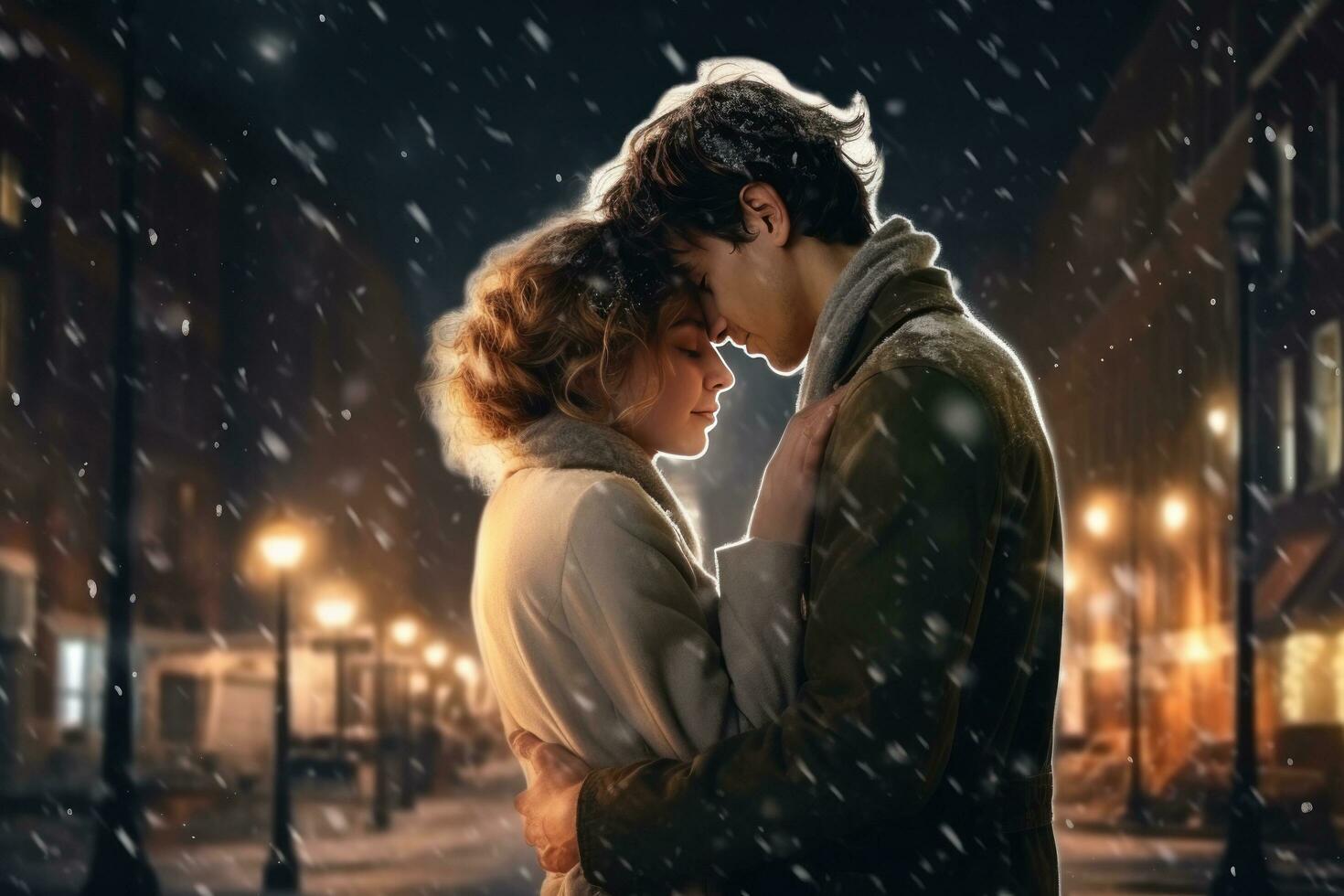 Happy kissing couple photo