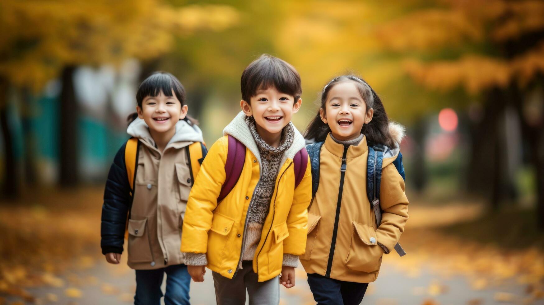 Happy children go to school photo