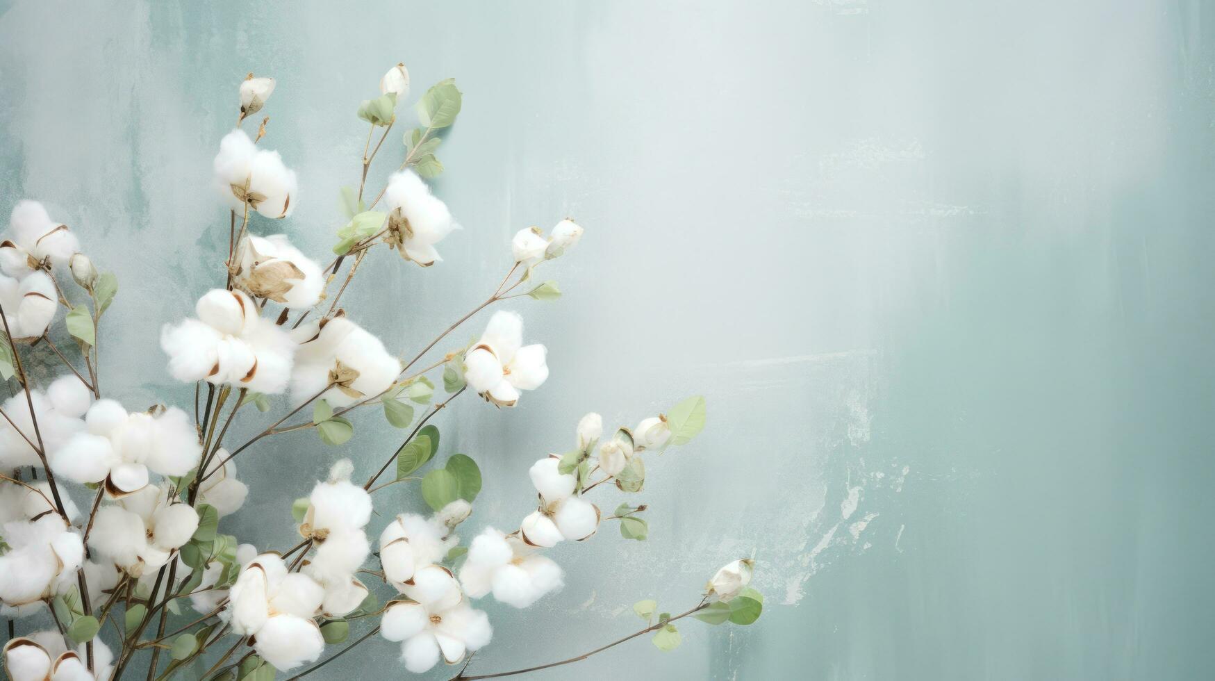 Fresh cotton flowers natural background photo