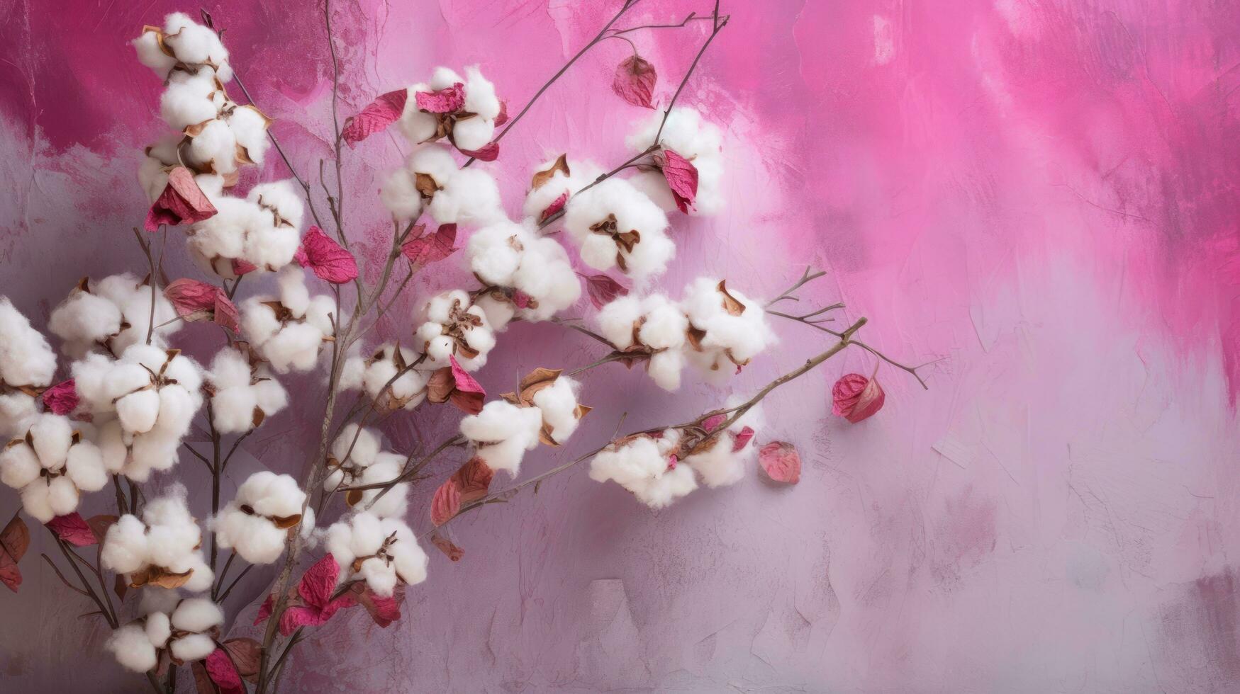 Fresh cotton flowers natural background photo