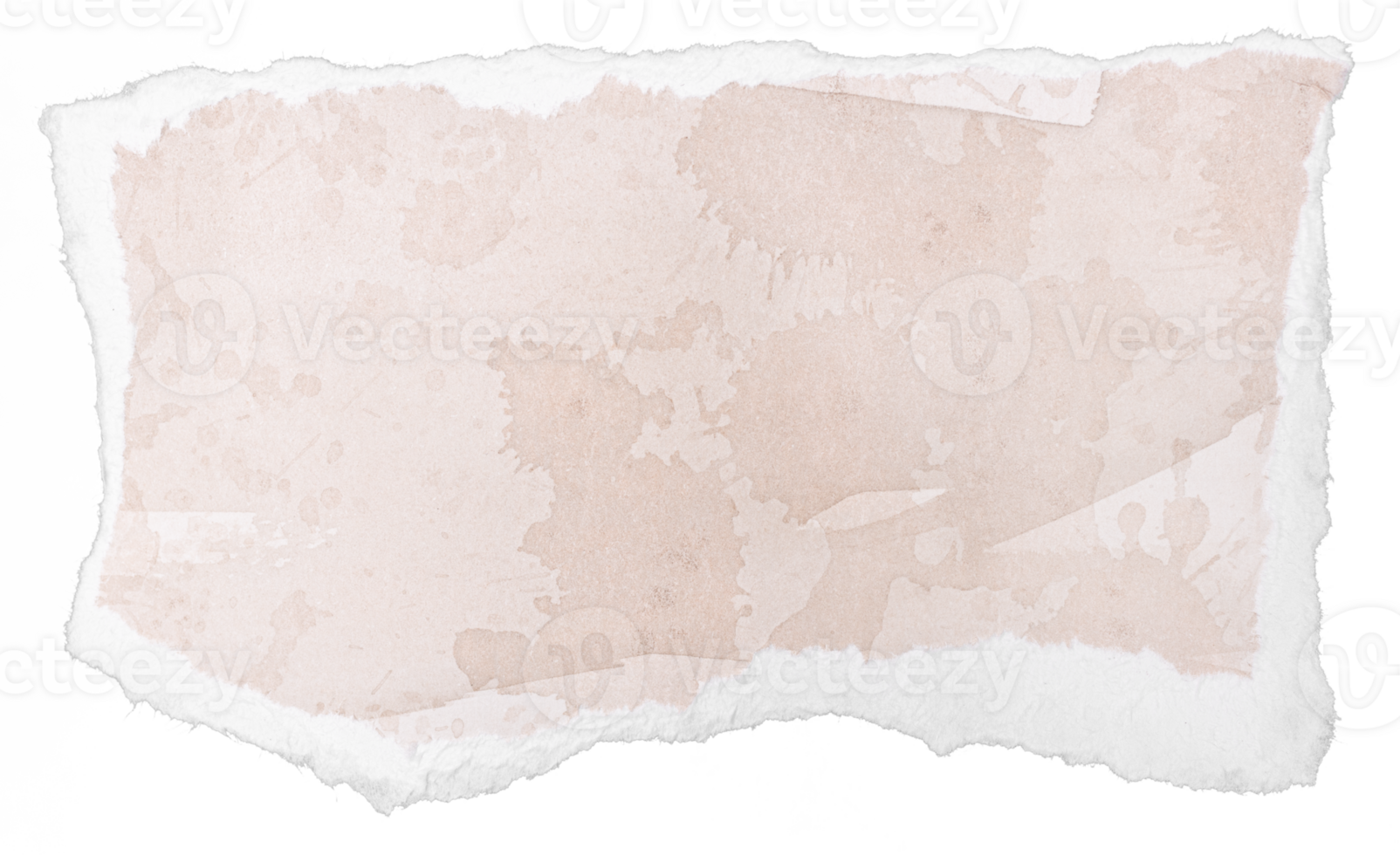 Ripped beige watercolor paper note message isolated on transparent background. Template png
