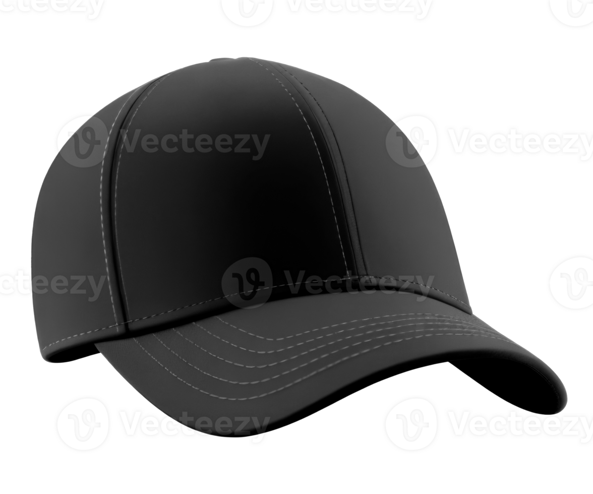 Blank Black baseball cap isolated on transparent background. Template Mock up. AI Generative png