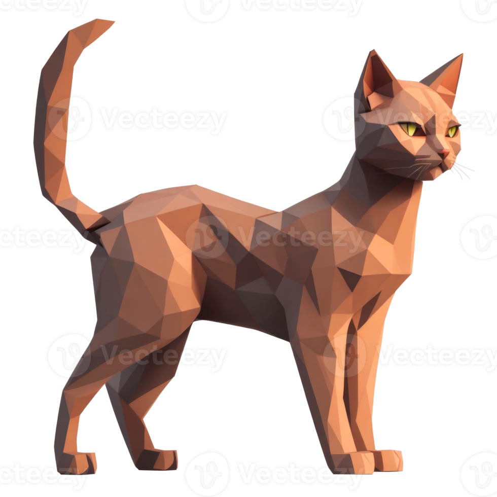 Low poly Cat isolated on transparent background. AI Generative illustration png