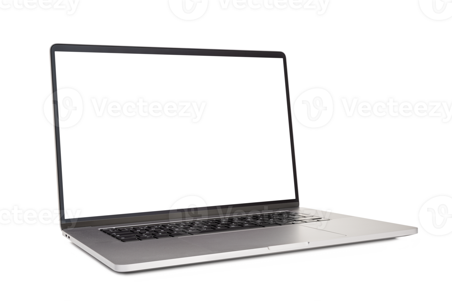 Modern laptop with transparent screen isolated on transparent background. Template mock up png