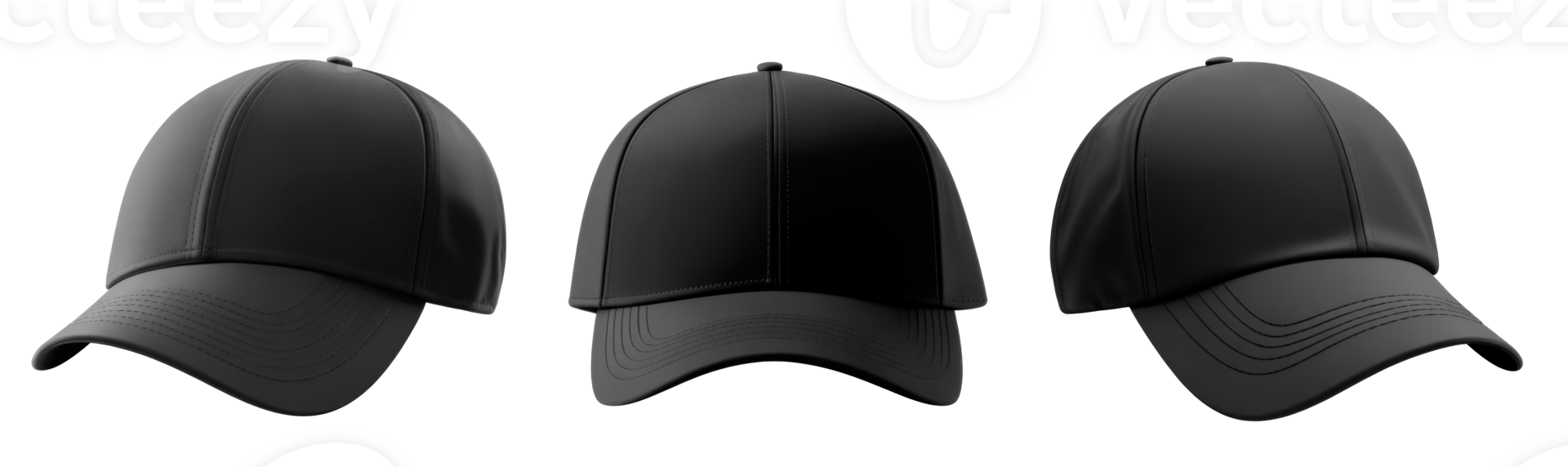 Set of Blank Black baseball cap isolated on transparent background. Template Mock up. AI Generative png