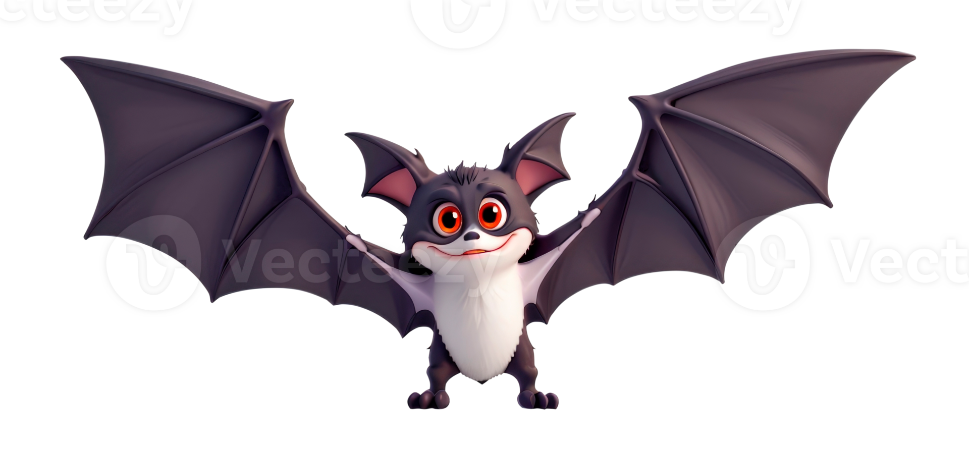 Cute halloween bat isolated on transparent background. 3D AI generative illustration png