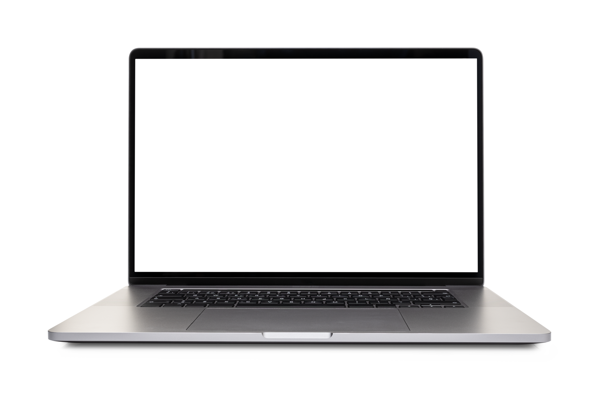 Modern laptop with transparent screen isolated on transparent