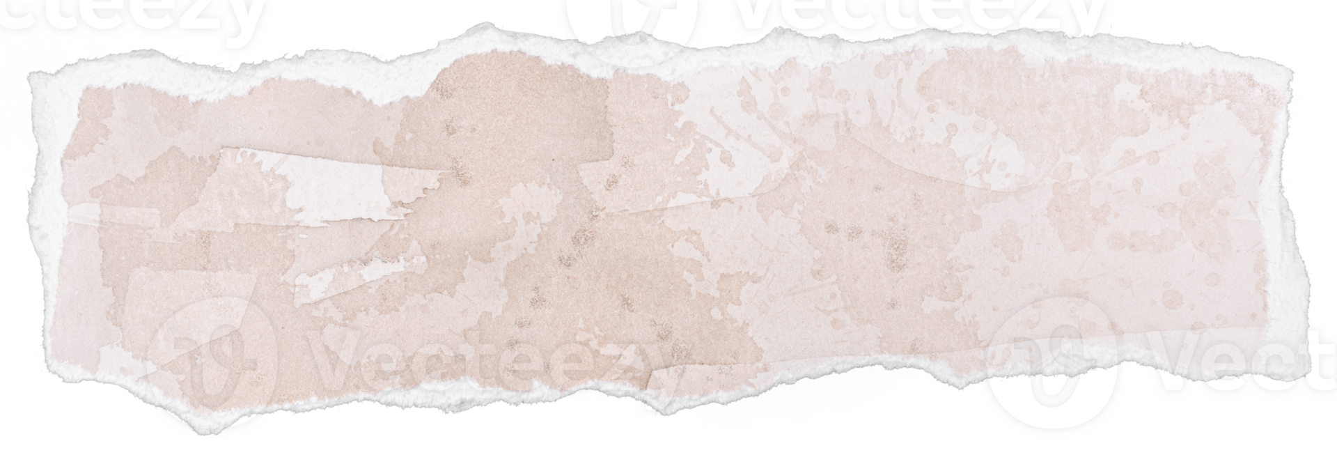 Ripped beige watercolor paper note message isolated on transparent background. Template png
