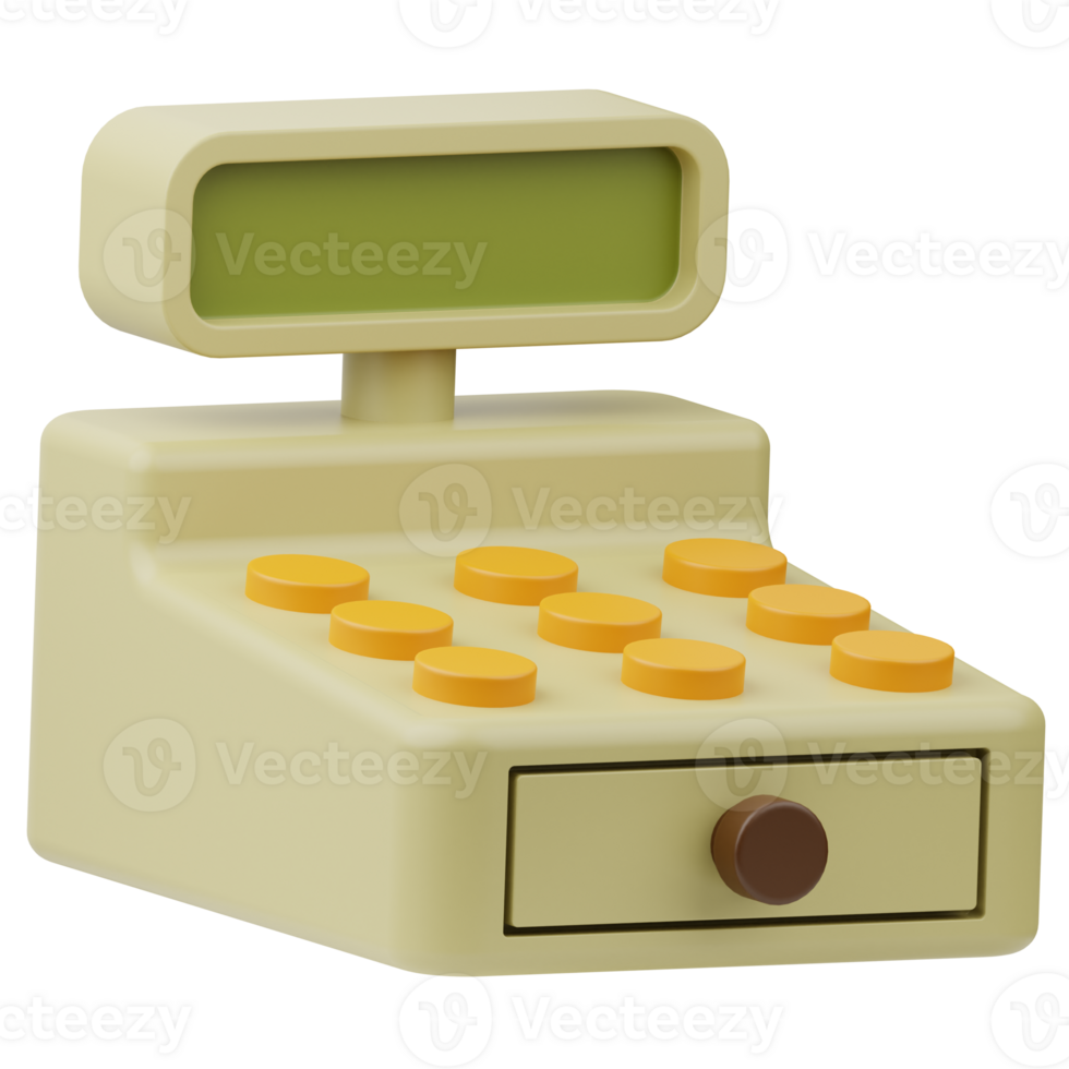 Cash Register Shopping market 3D Illustration png