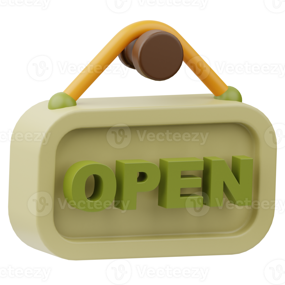 Open sign Shopping market 3D Illustration png