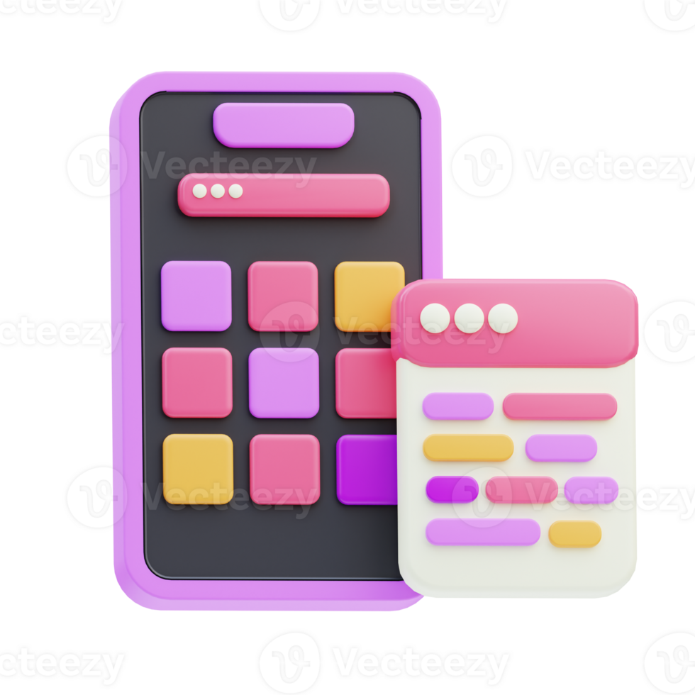 Mobile User Interface 3D Illustration png