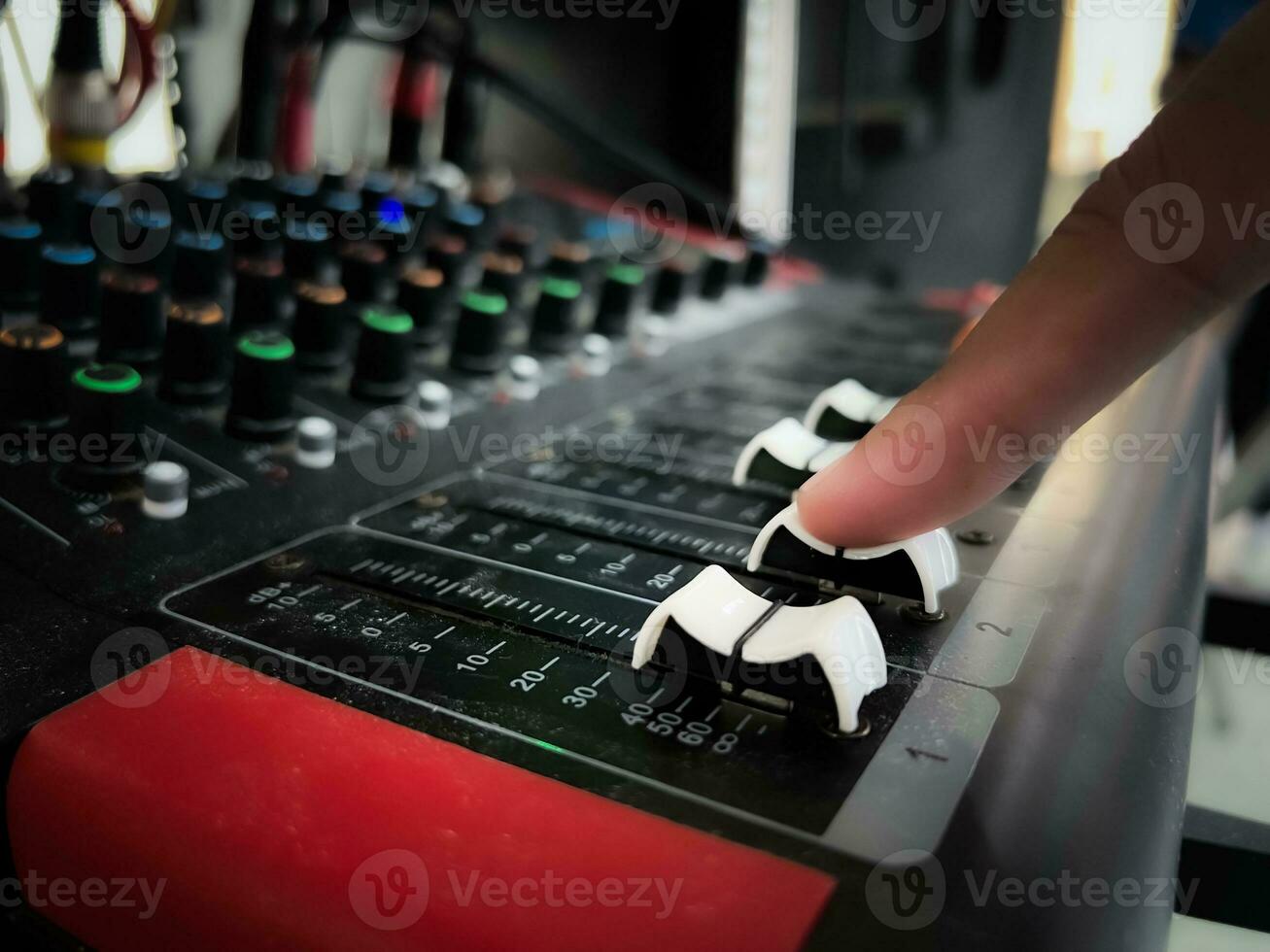 Professional sound adjustments in the recording studio, music photo