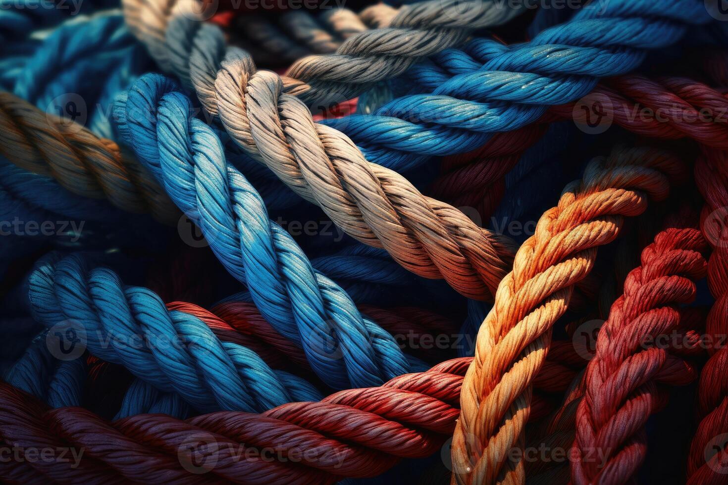 Ropes and knots sailing background created with technology. photo