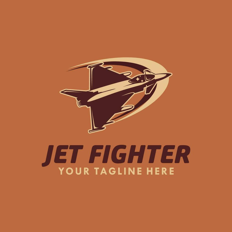 Jet fighter logo template. Vector illustration.