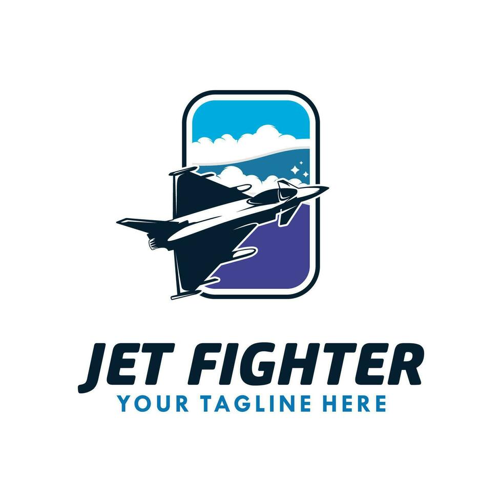 Jet fighter logo template. Vector illustration.