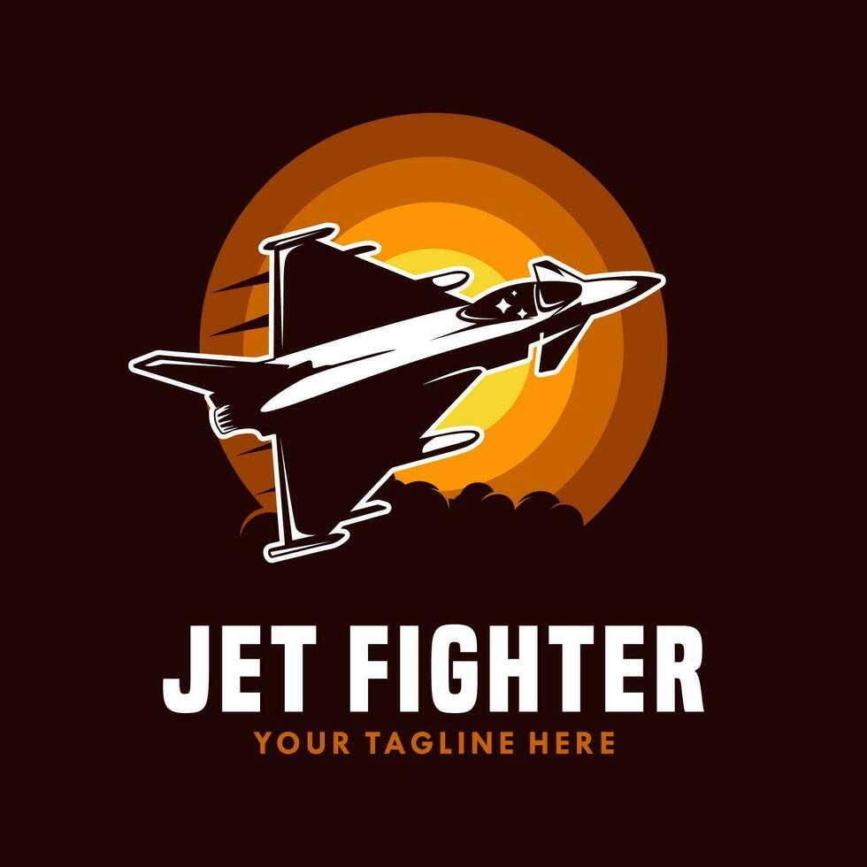 Jet fighter logo template. Vector illustration.