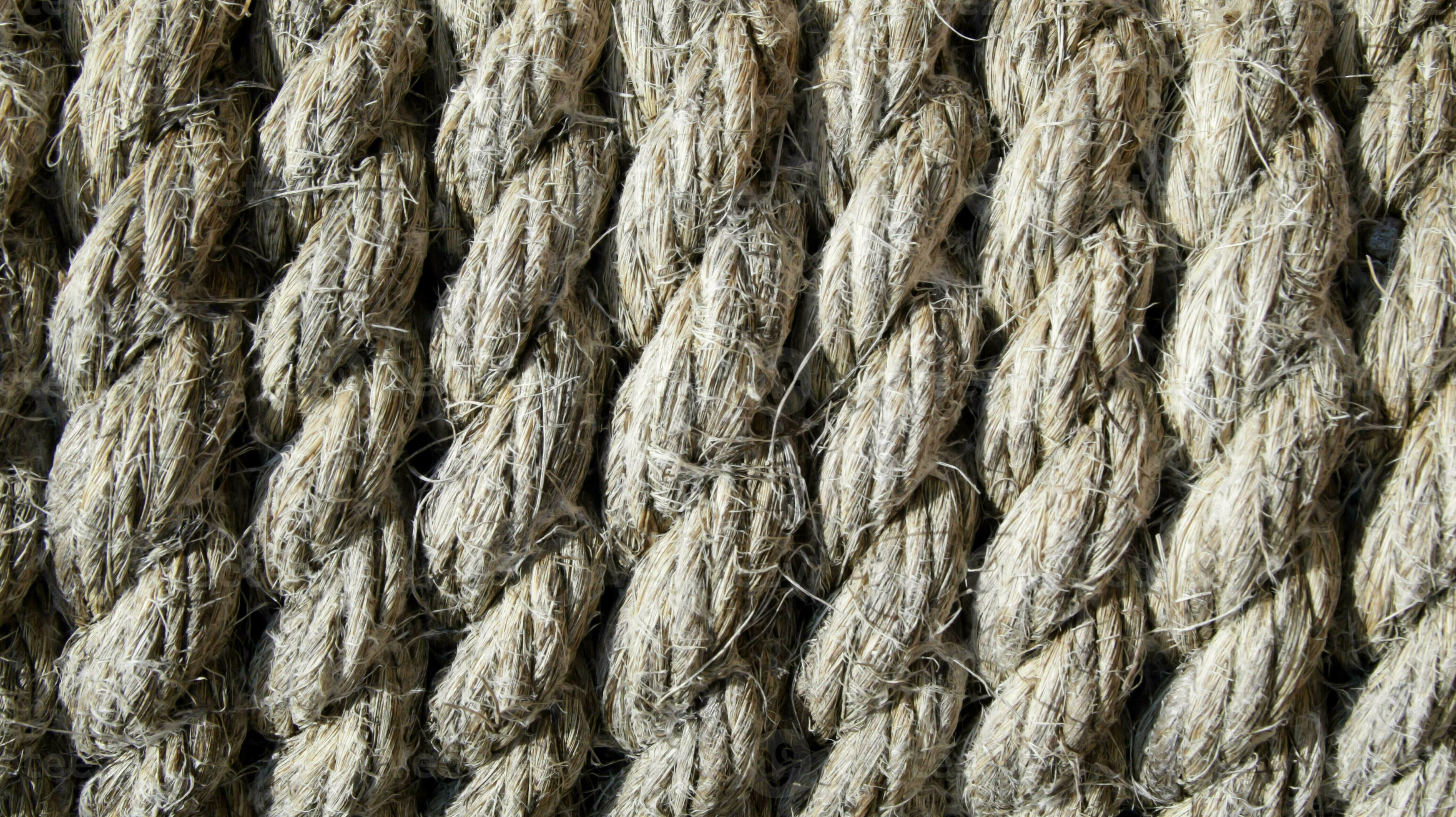 Close up image of twisted natural fiber rope or hemp rope texture