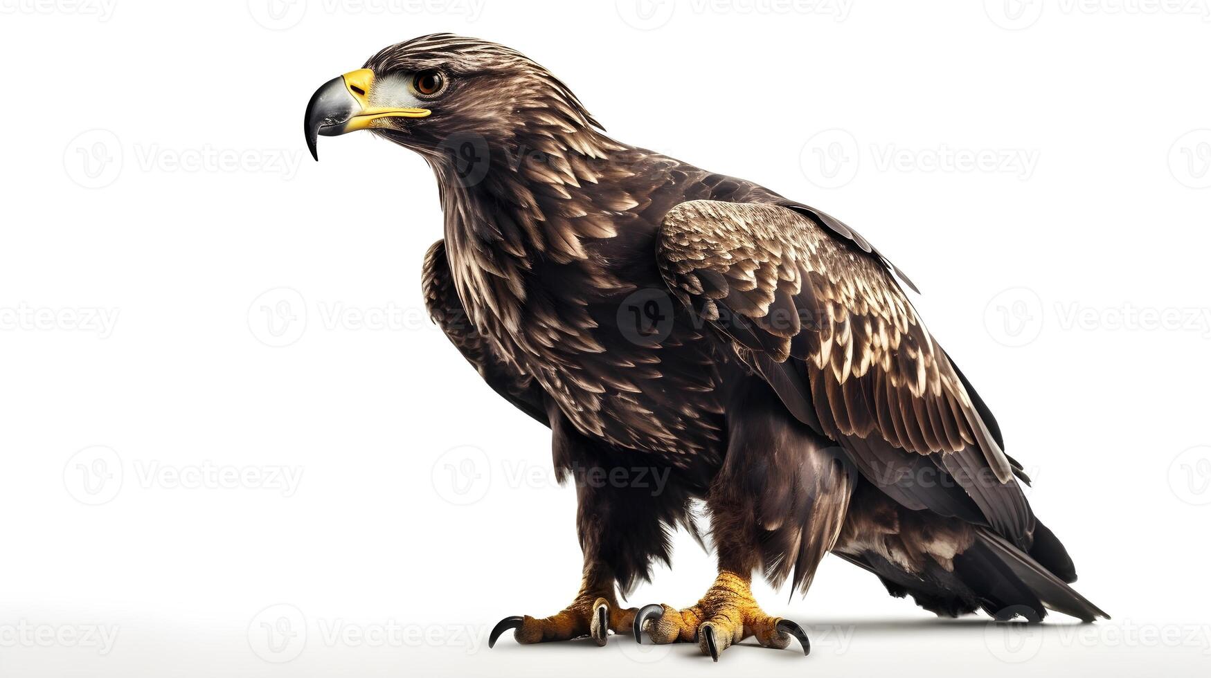 Golden eagle Aquila chrysaetos standing full body isolated on white background. photo