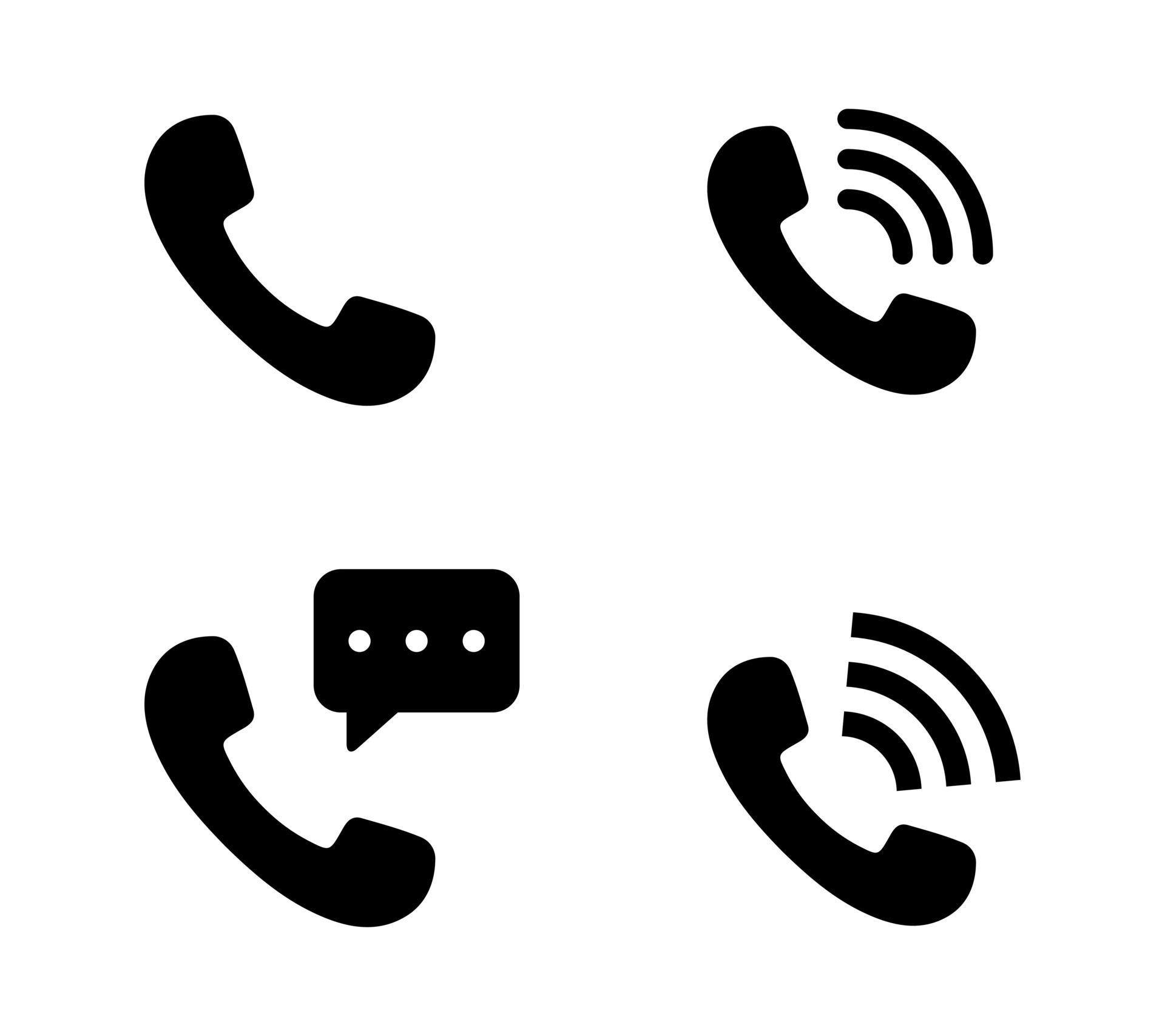 call, phone receiver icon vector set collection. Telephone